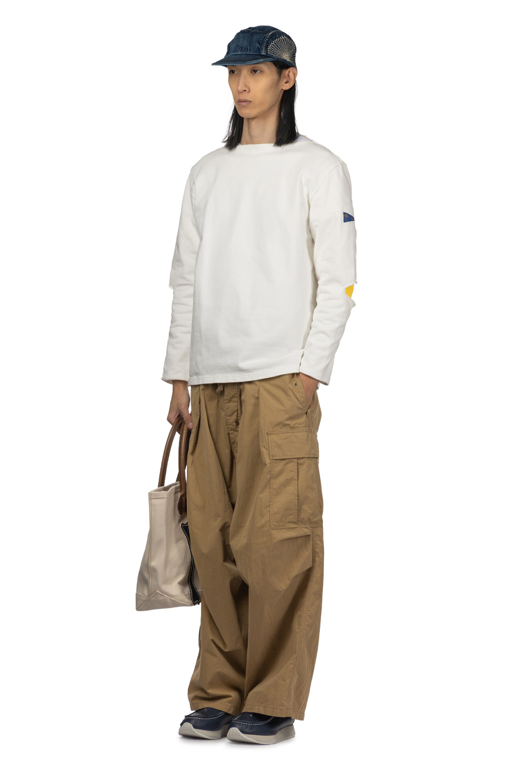 Kapital - 16/- Densed Jersey Elbow-Rip Boatneck Long Sleeve T