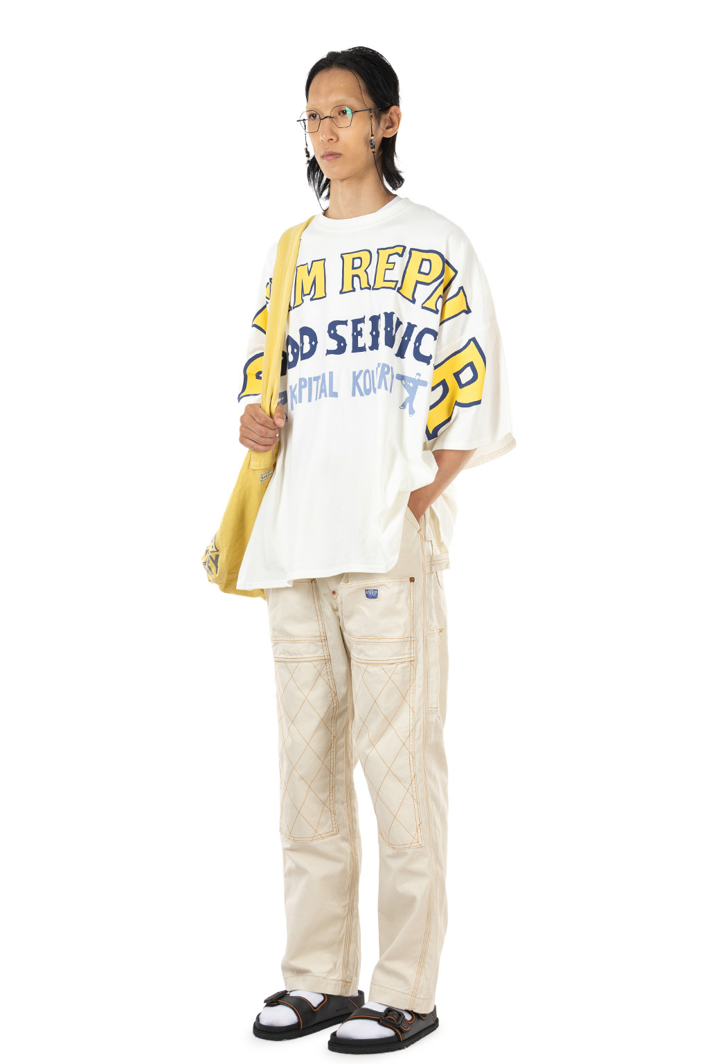 Kapital - 18.5/- Jersey HUGE-T (DENIM REPAIR) - White