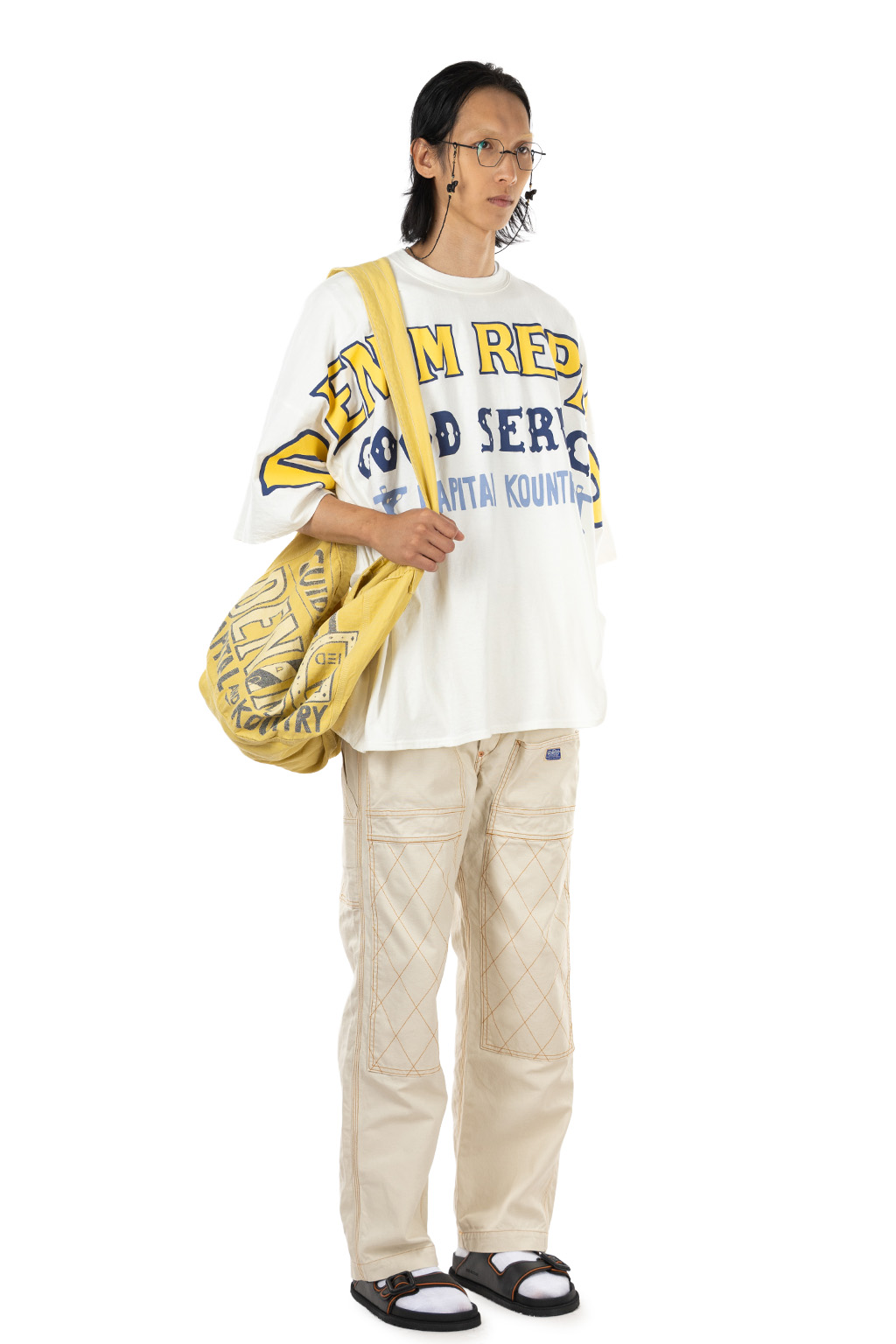 Kapital - 18.5/- Jersey HUGE-T (DENIM REPAIR) - White