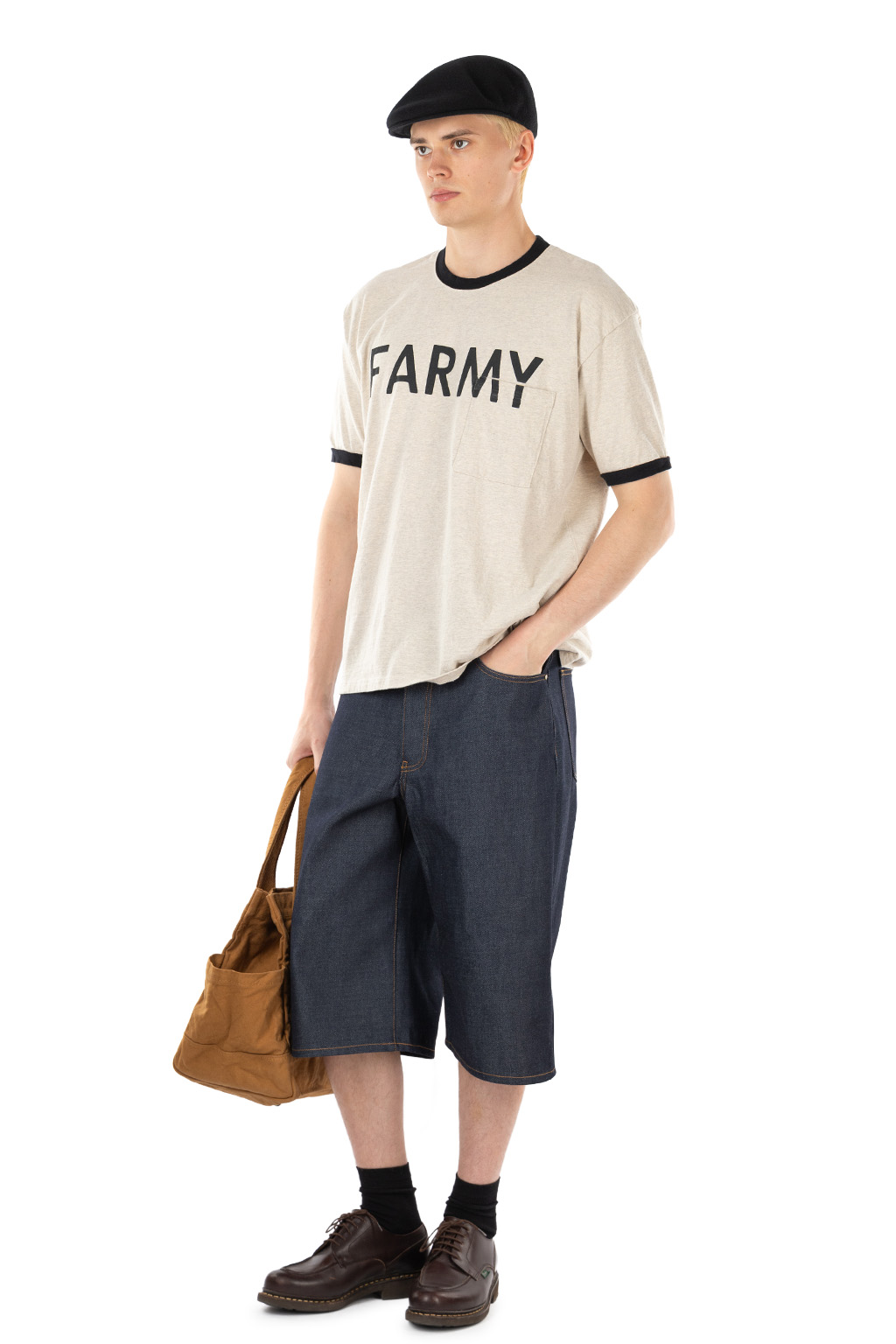 Kapital - 18.5/-Jersey RINGER Pocket T (FARMY) - Natural