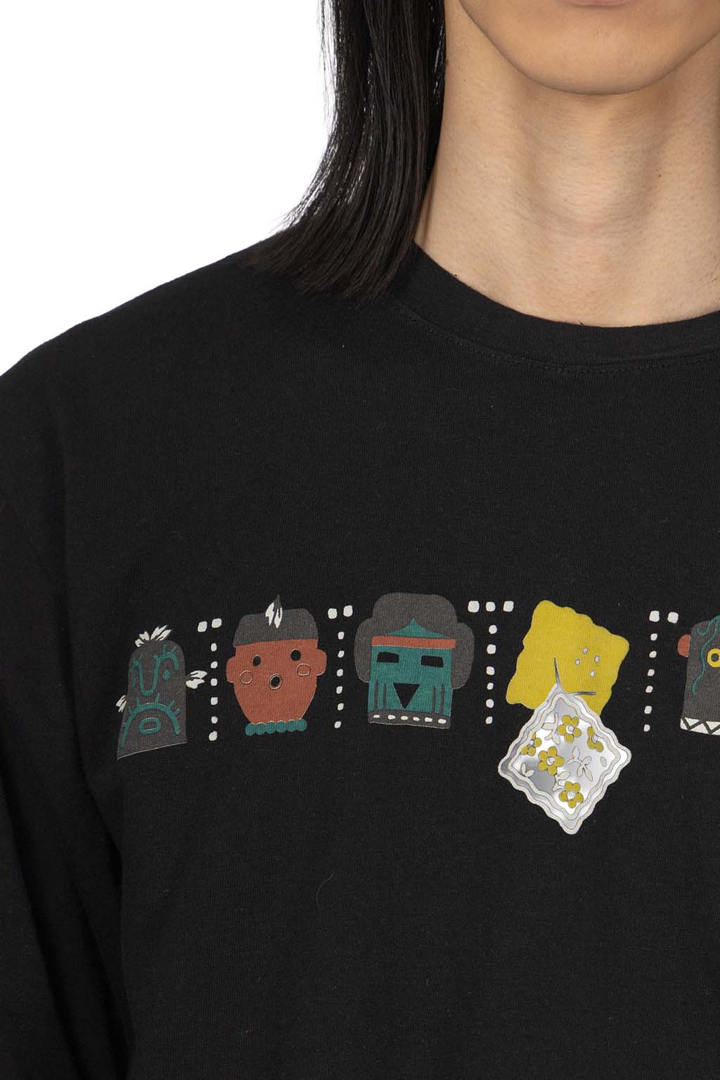Kapital - 20 - Jersey Crew Long Sleeve Tee - Black 