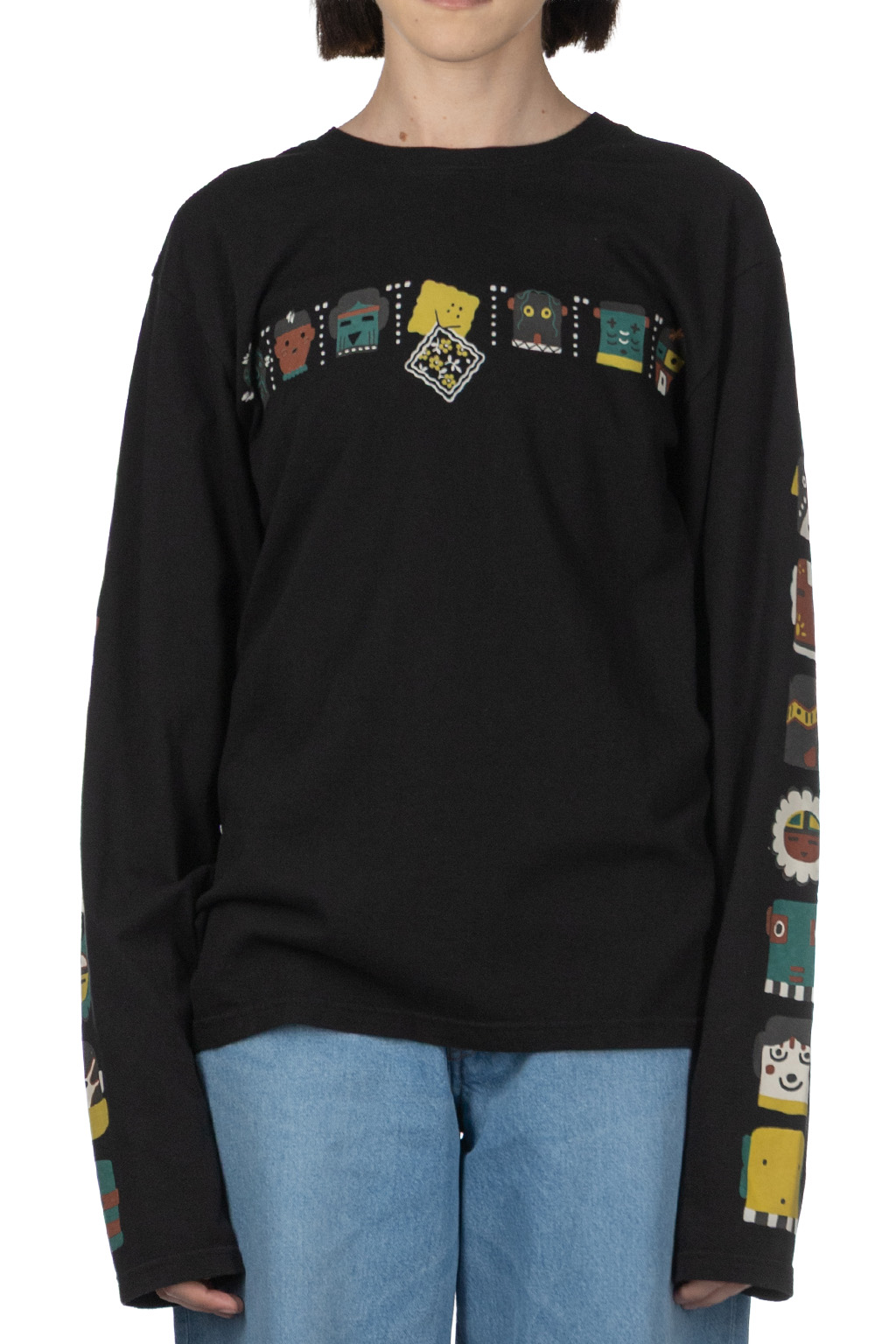 Kapital - 20 - Jersey Crew Long Sleeve Tee - Black 