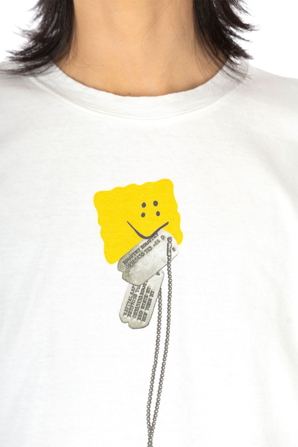 Kapital - 20/-Jersey Crew T (PECKISH DogTag) - White