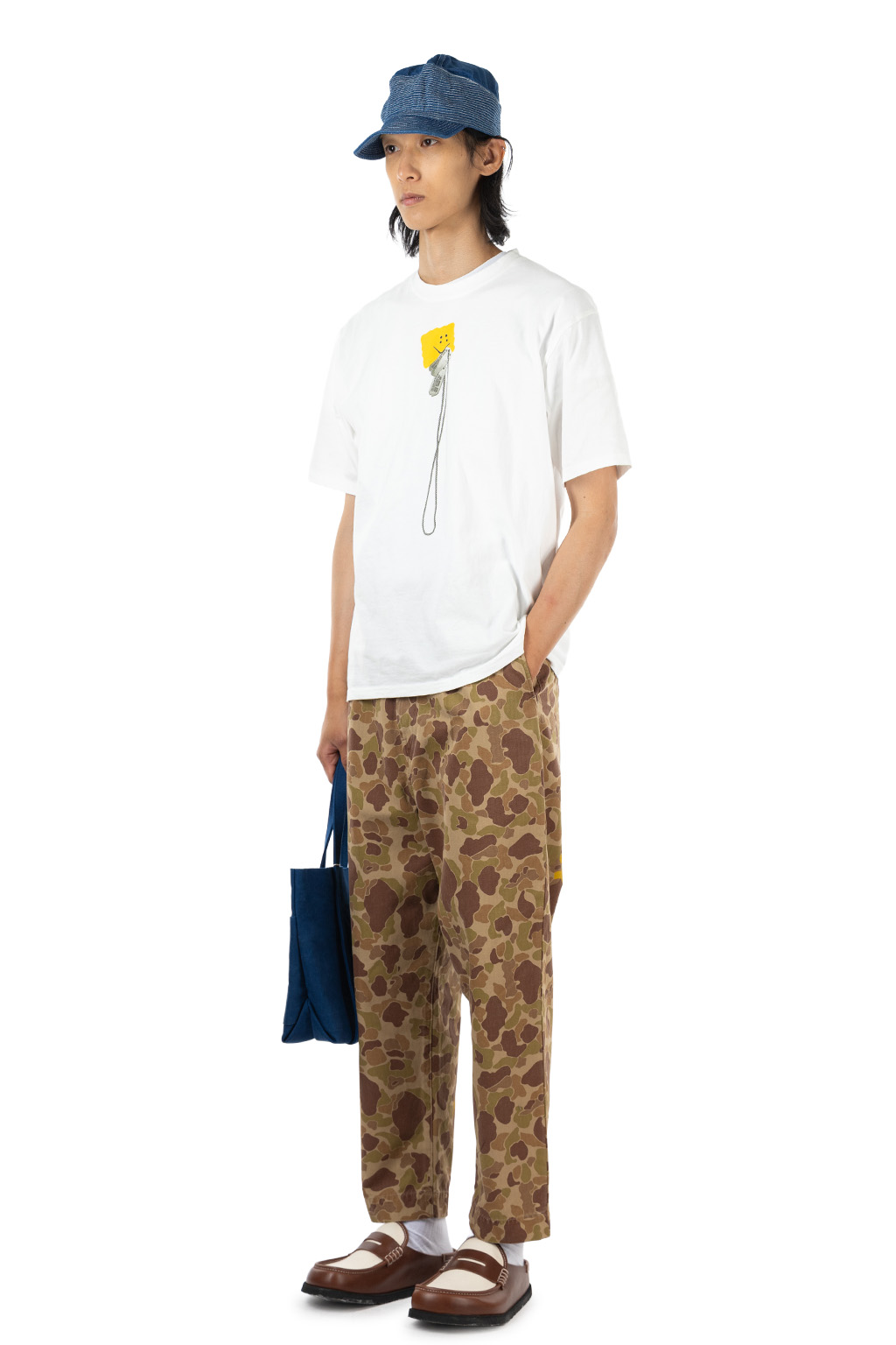 Kapital - 20/-Jersey Crew T (PECKISH DogTag) - White