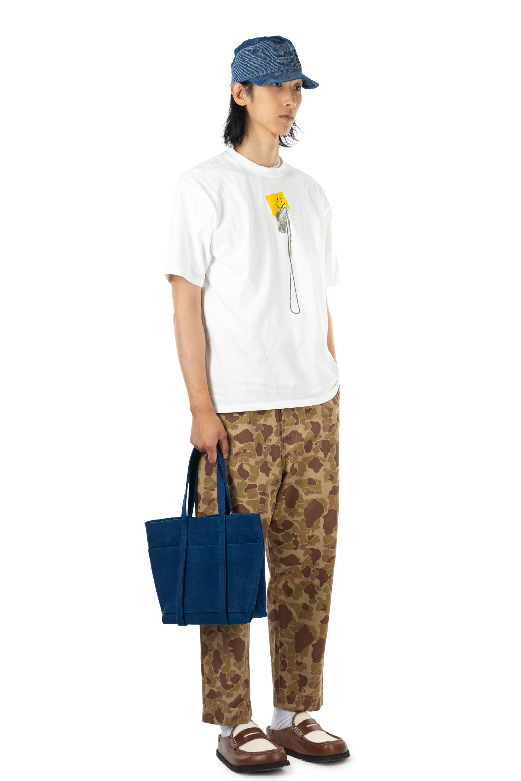 Kapital - 20/-Jersey Crew T (PECKISH DogTag) - White