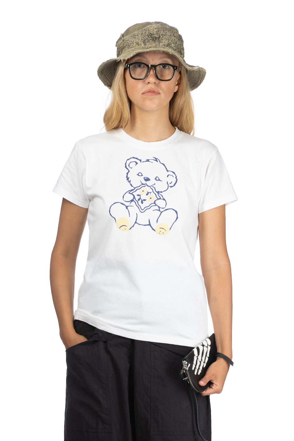 Kapital | 20/-Jersey Crew T (PECKISH LITTLE BEAR) - White
