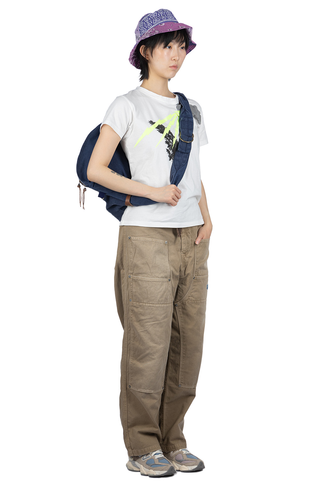 Kapital - 20/-Jersey Crew T (THUNDER & CONIFER) - White