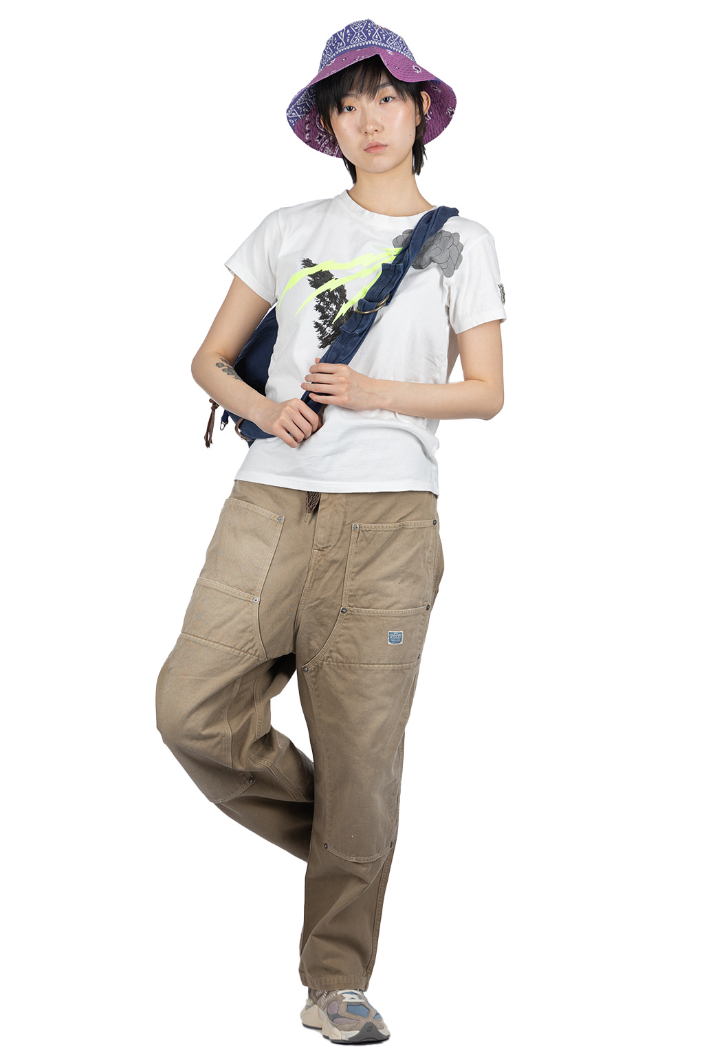 Kapital - 20/-Jersey Crew T (THUNDER & CONIFER) - White