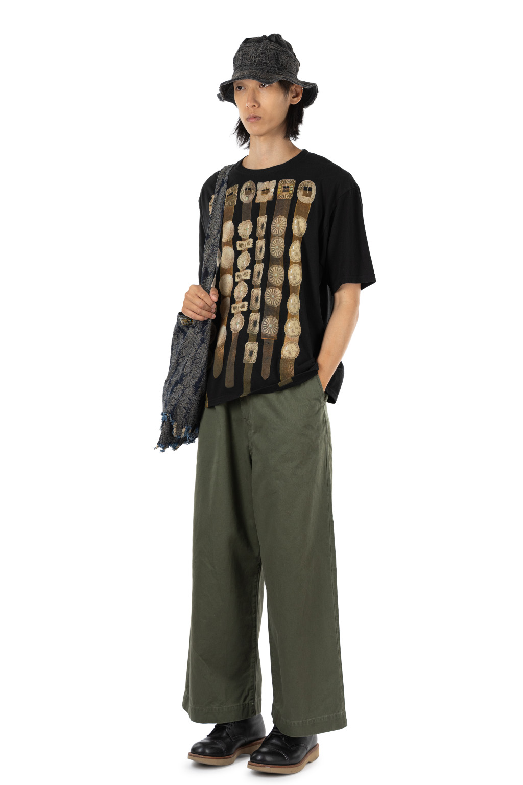 Kapital 20/-Jersey Crew Tee (Curtain Concho) - Black