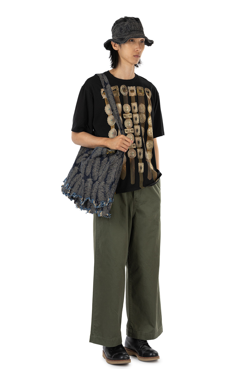 Kapital 20/-Jersey Crew Tee (Curtain Concho) - Black