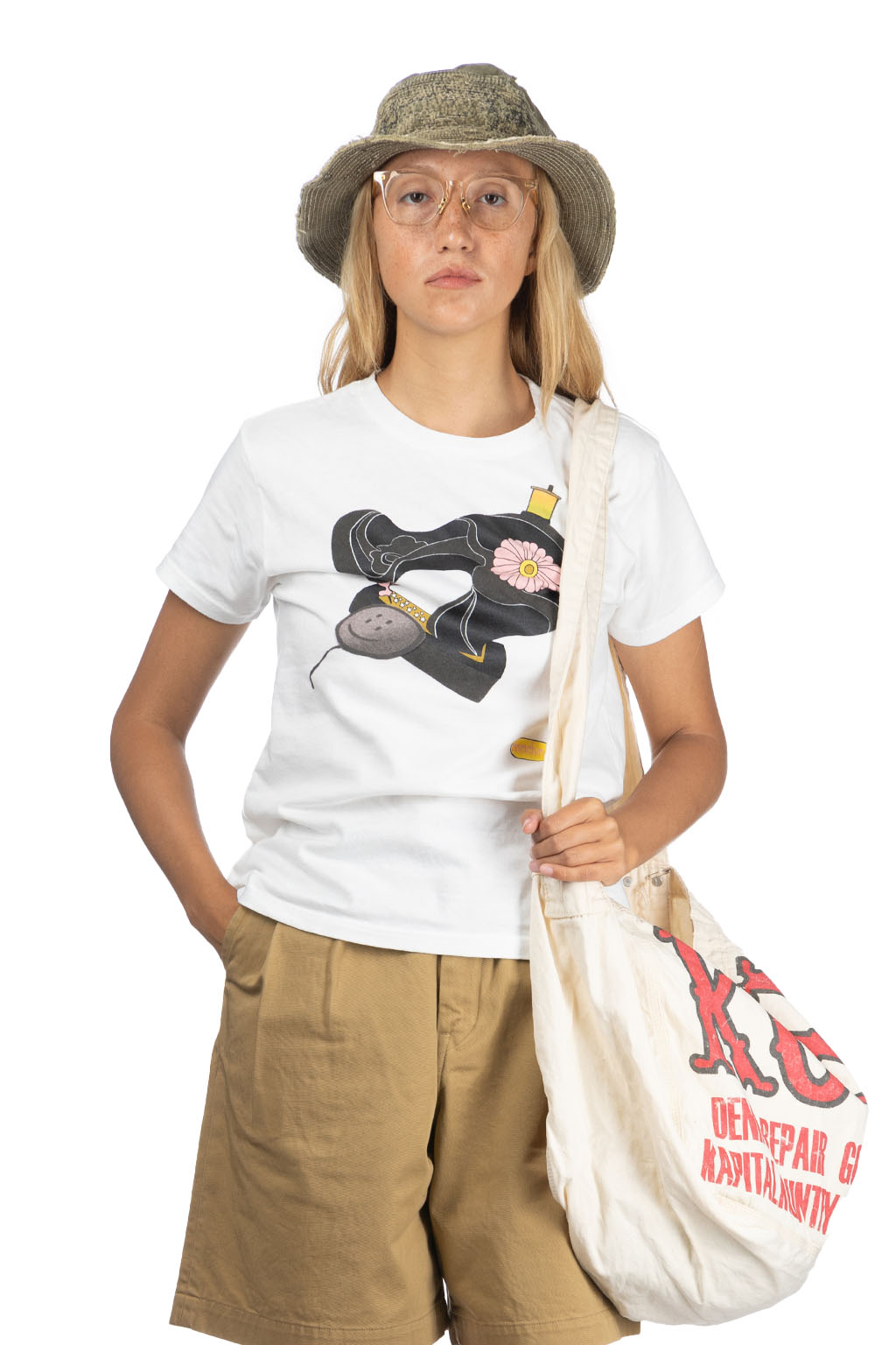 Kapital 20/-Jersey Crew Tee (MISHIN MAX) - White