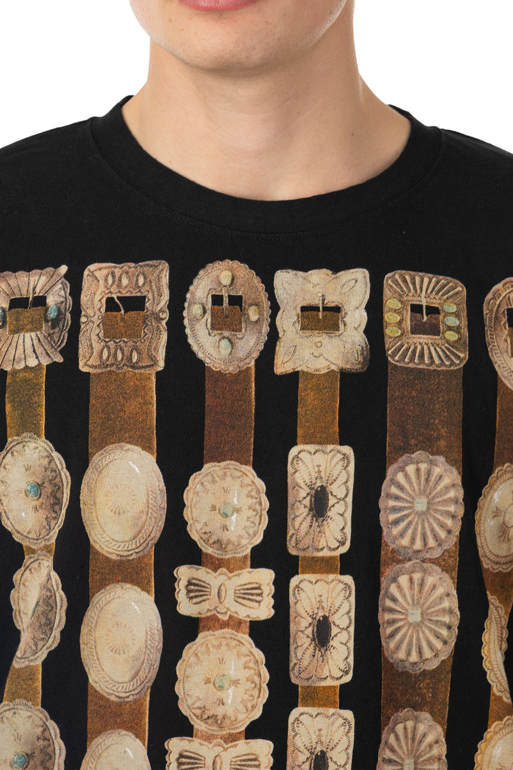 Kapital - 20/-Jersey Crewneck Long Sleeve T (Curtain Concho) - Black