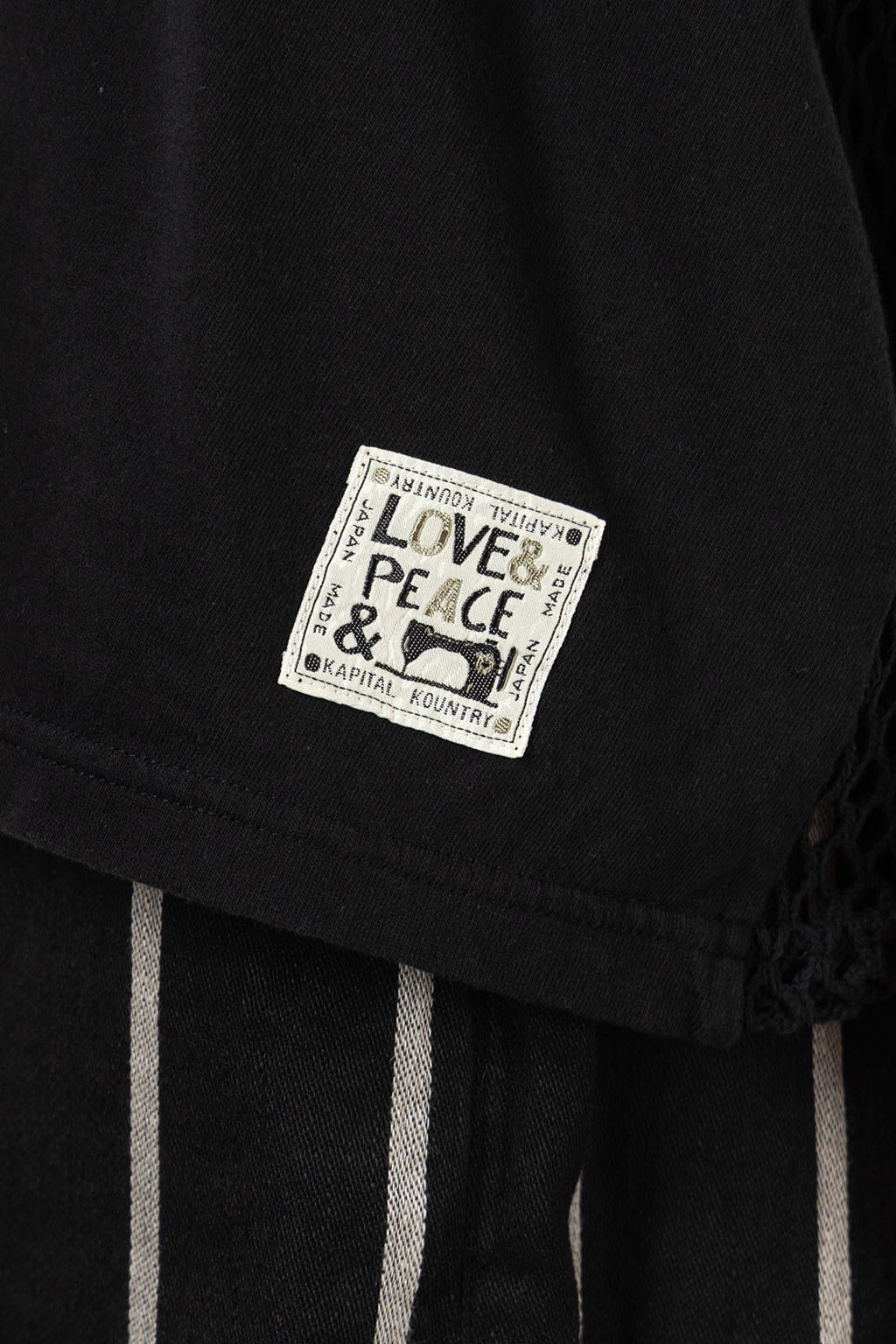 Kapital - 20/-Jersey KATABIRA HUGE-T (DENIM REPAIR) - Black
