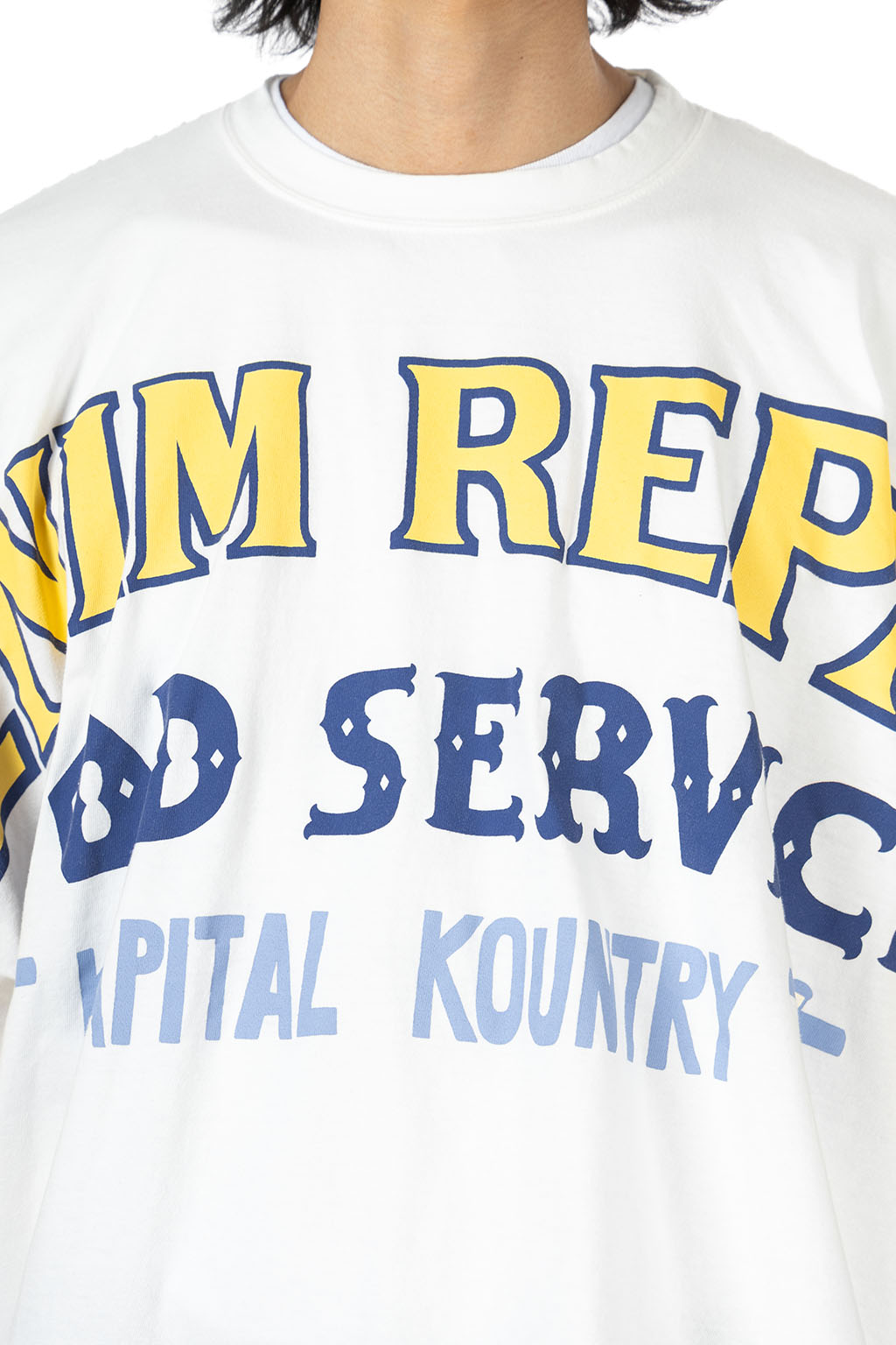 Kapital - 20/-Jersey KATABIRA HUGE-T (DENIM REPAIR) - White