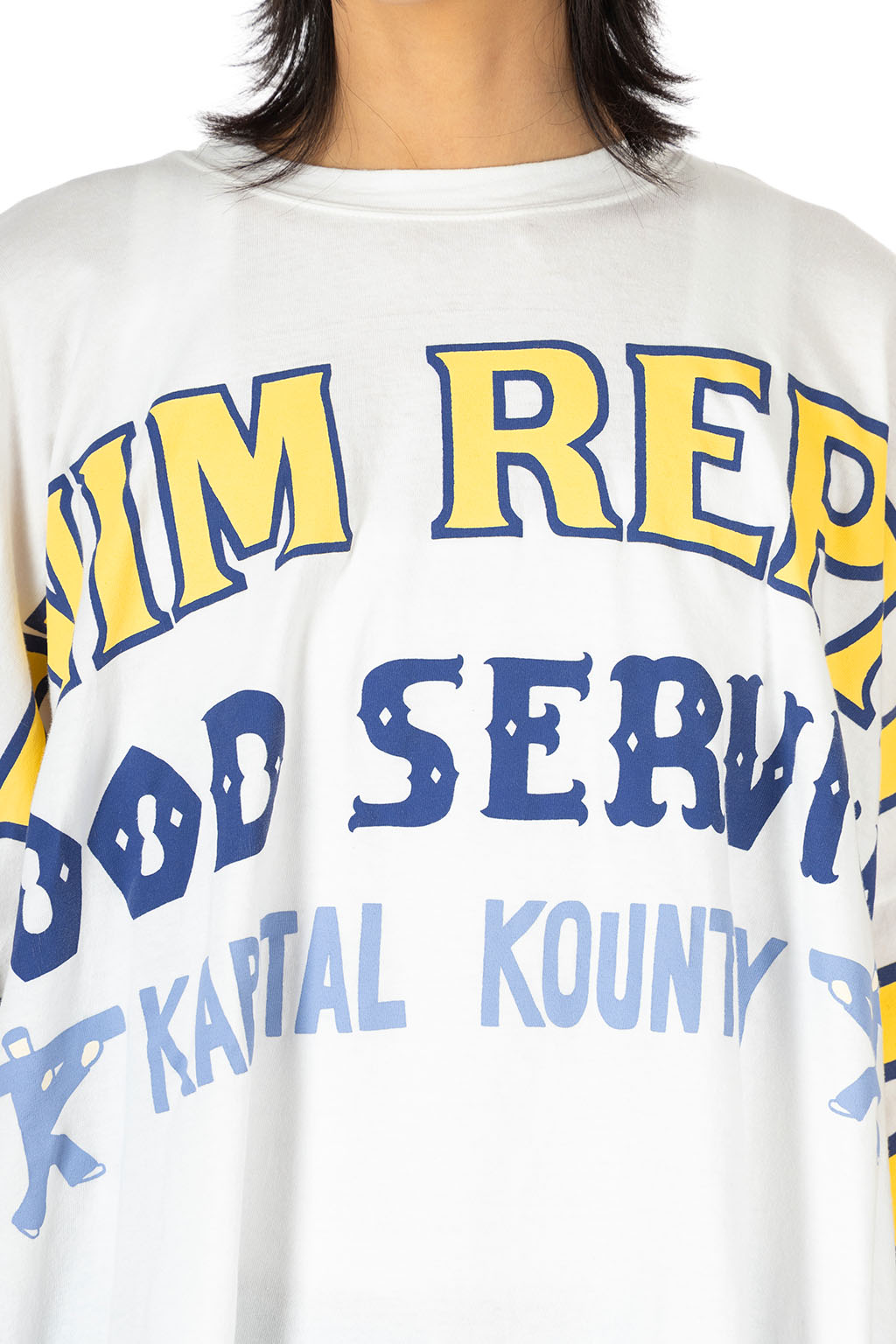 Kapital - 20/-Jersey KATABIRA HUGE-T (DENIM REPAIR) - White