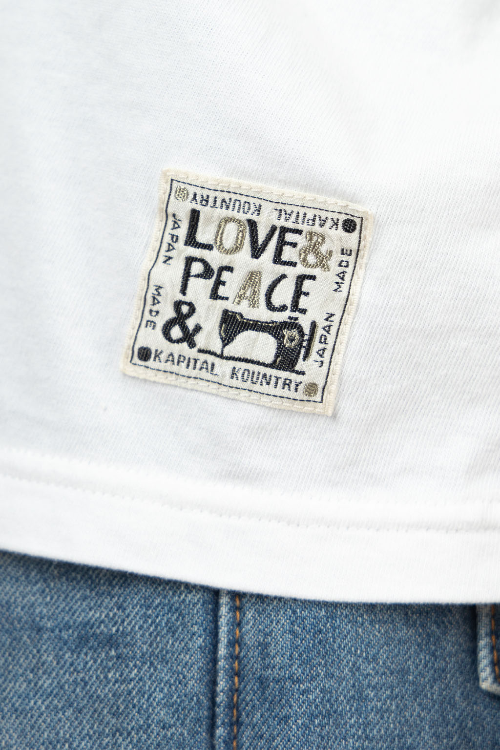 Kapital - 20/-Jersey KATABIRA HUGE-T (DENIM REPAIR) - White