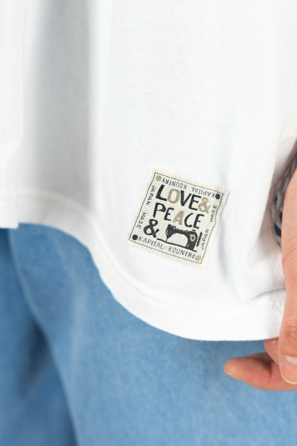 Kapital - 20/-Jersey KATABIRA HUGE-T (DENIM REPAIR) - White