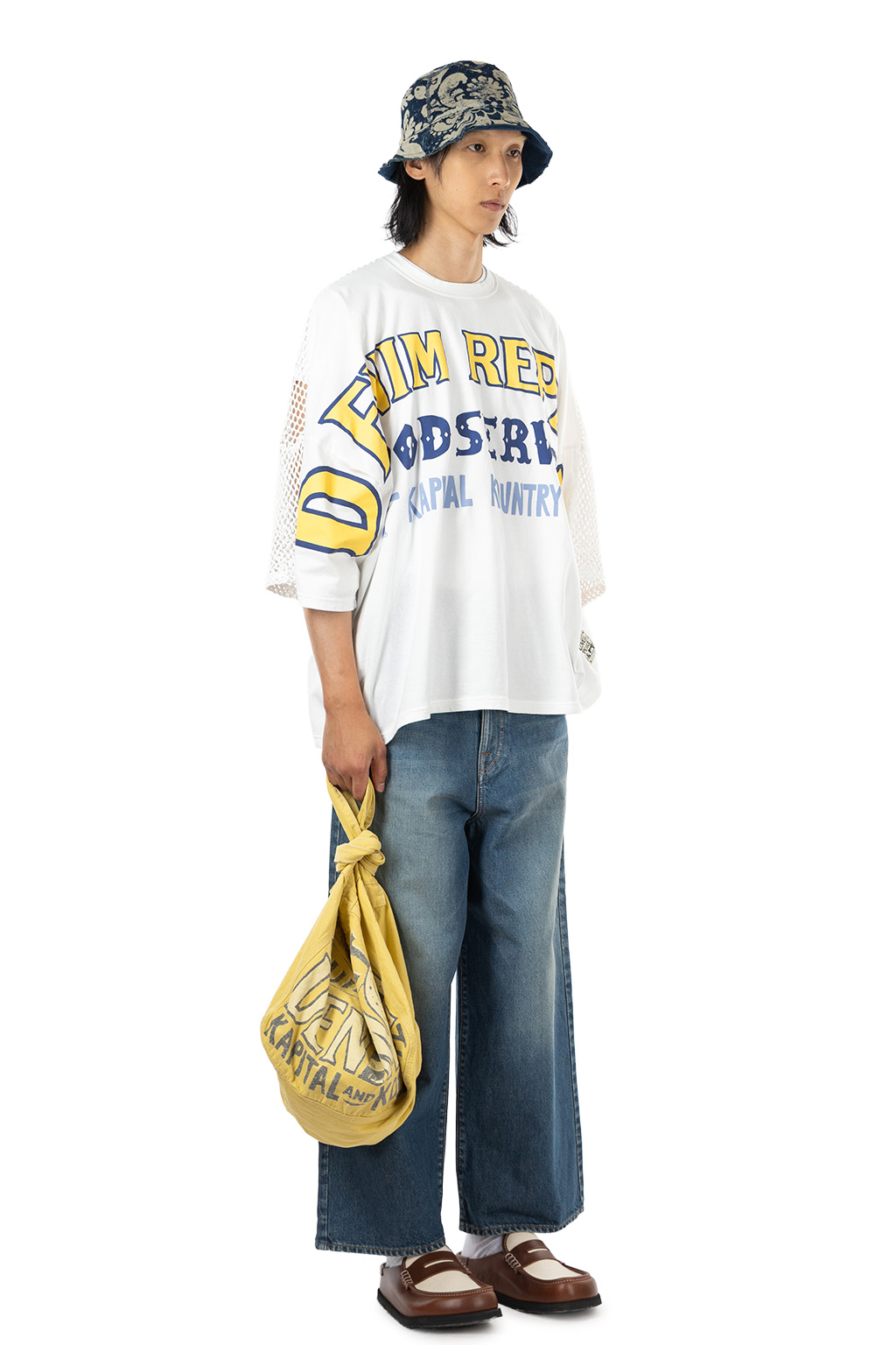 Kapital - 20/-Jersey KATABIRA HUGE-T (DENIM REPAIR) - White
