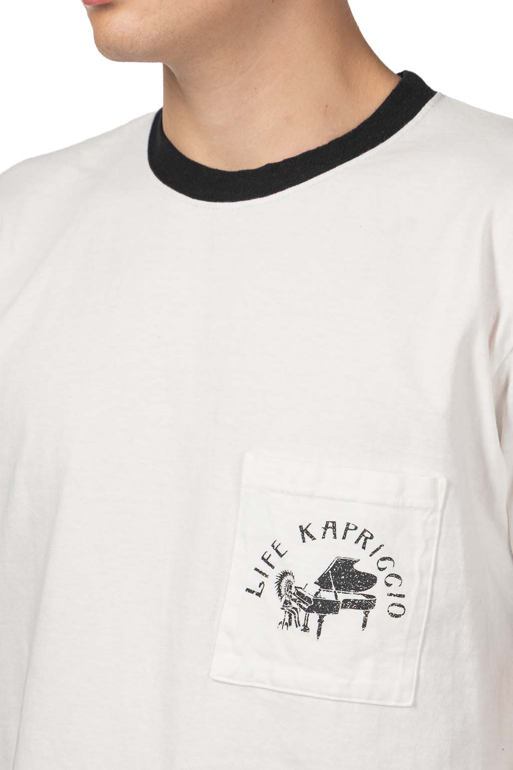 Kapital - 20/-Jersey RINGER Pocket T (LIFE KAPRICCIO) - White