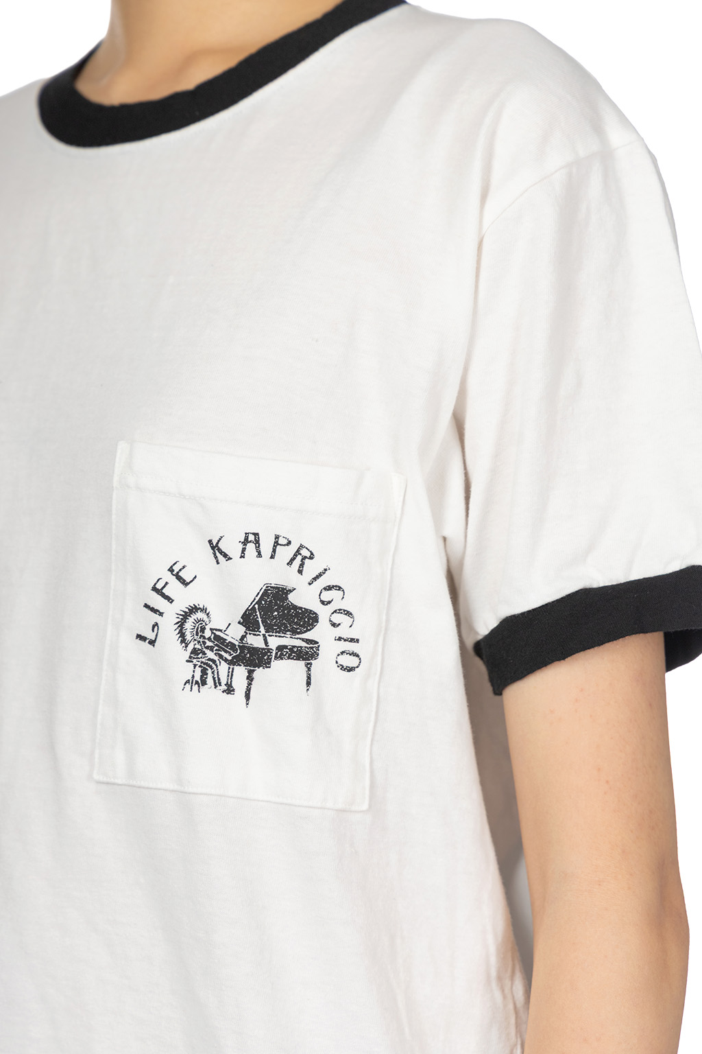 Kapital - 20/-Jersey RINGER Pocket T (LIFE KAPRICCIO) - White