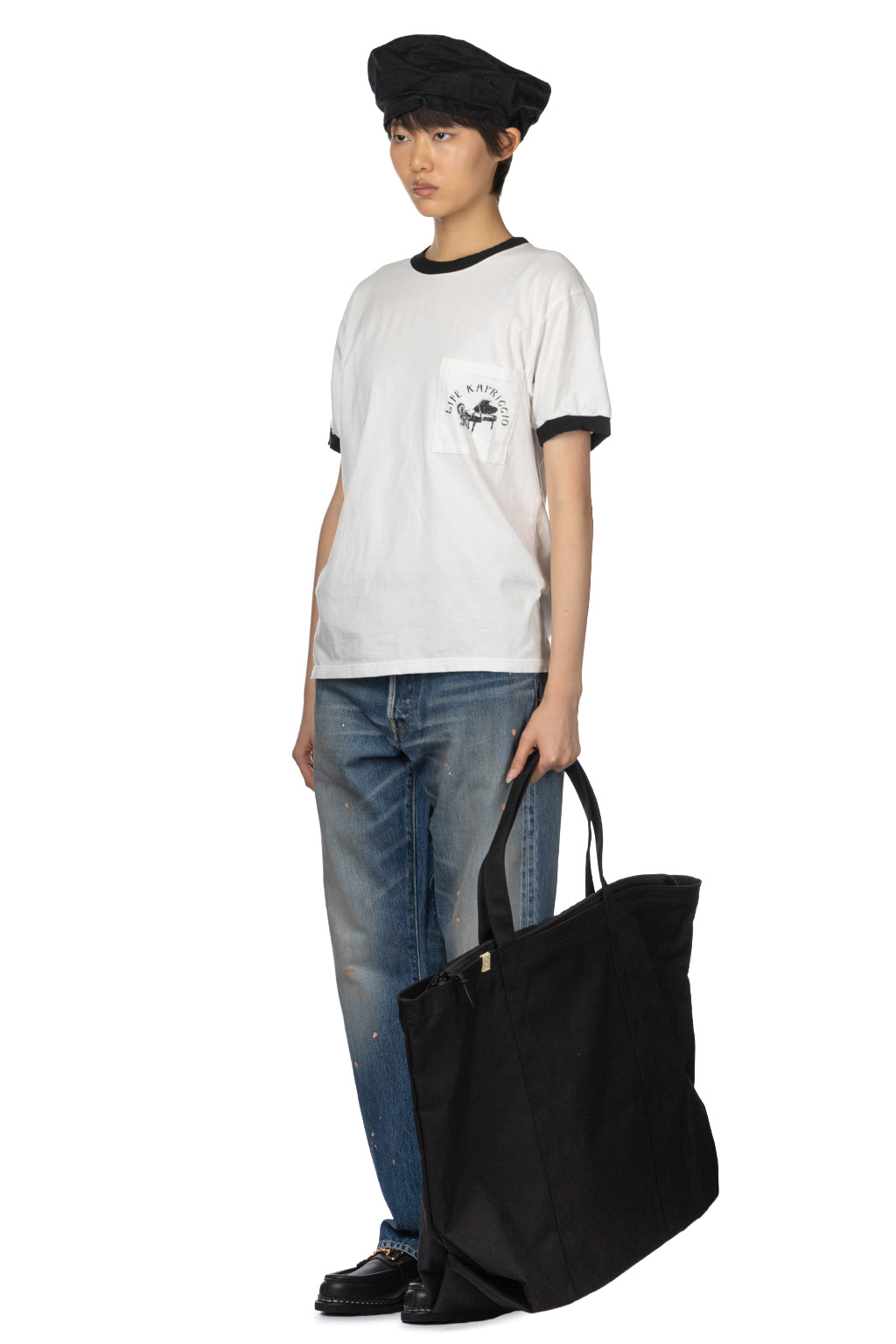 Kapital - 20/-Jersey RINGER Pocket T (LIFE KAPRICCIO) - White