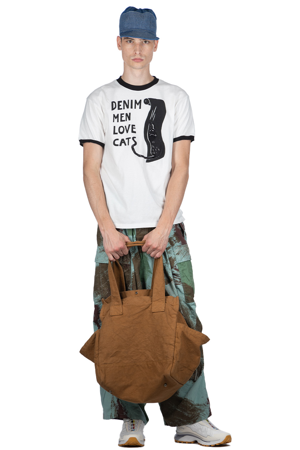 Kapital - 20/-Jersey Ringer T (DENIM MEN LOVE CATS SCRATCH) - White