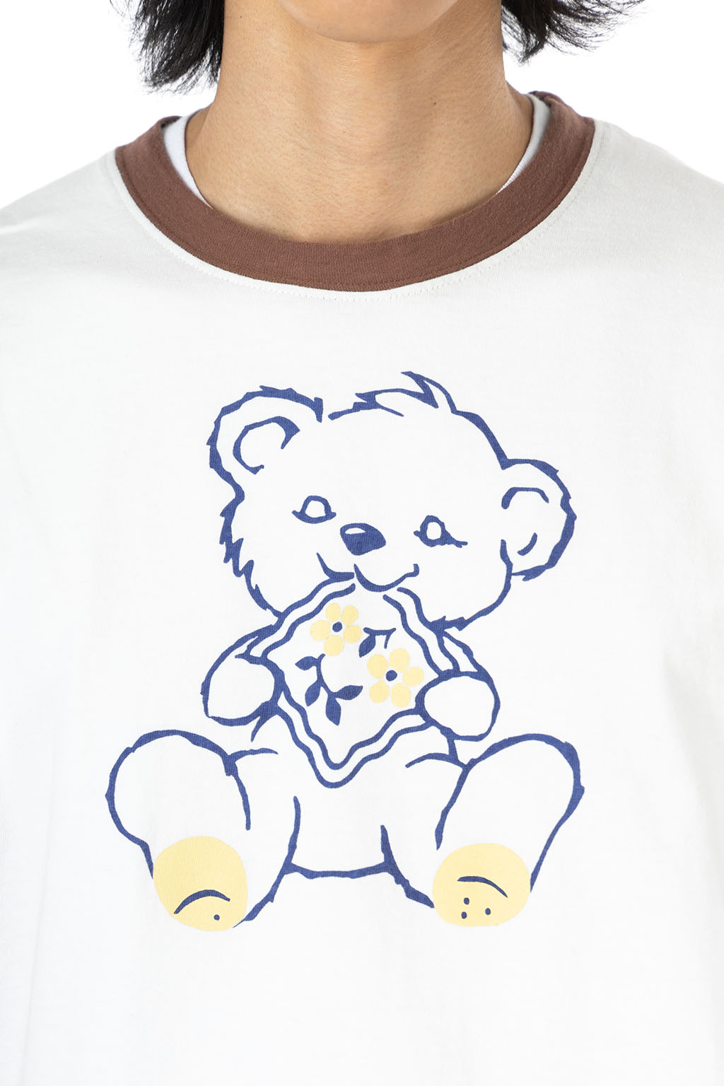 Kapital - 20/-Jersey Ringer T (PECKISH Little Bear) - White