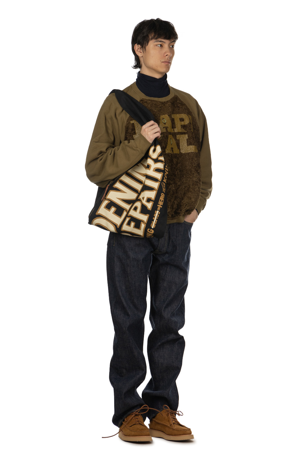 Kapital | 30/-Fleece x Fur GRIZZLY SWT (SPEAKEASY KAPITAL) - Black | Men |  Blue Button Shop