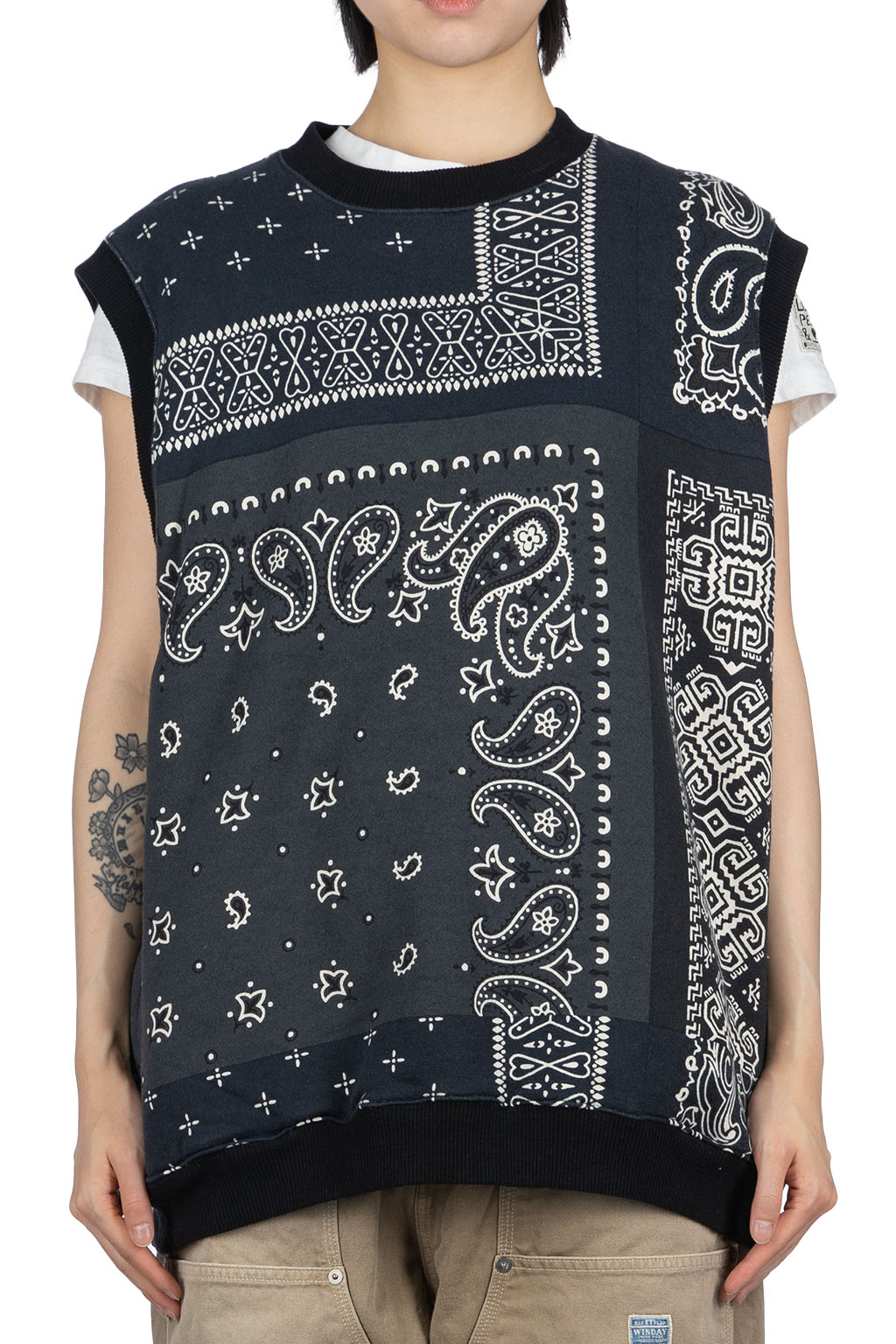 Kapital - 30/-SWT Knit Bandana BIG Vest - Black