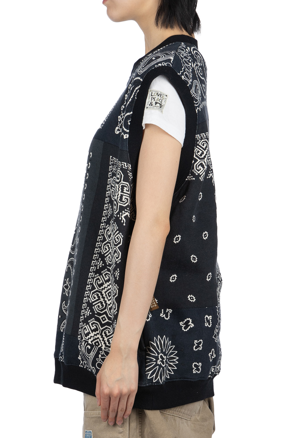 Kapital - 30/-SWT Knit Bandana BIG Vest - Black