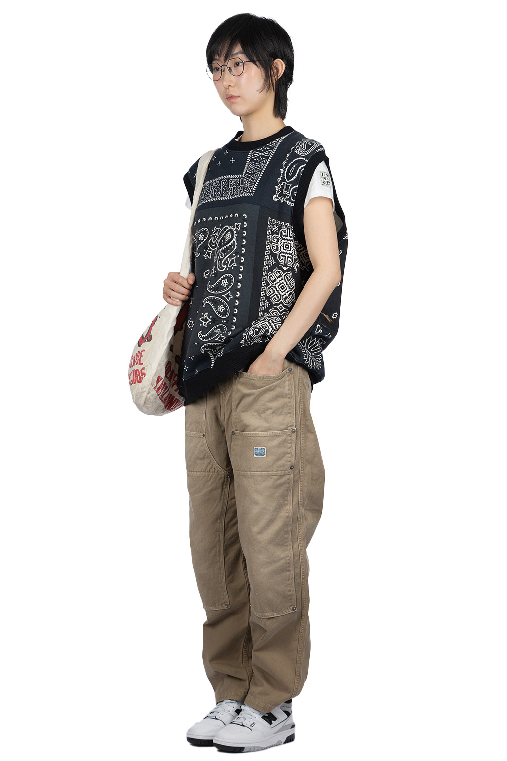 Kapital - 30/-SWT Knit Bandana BIG Vest - Black