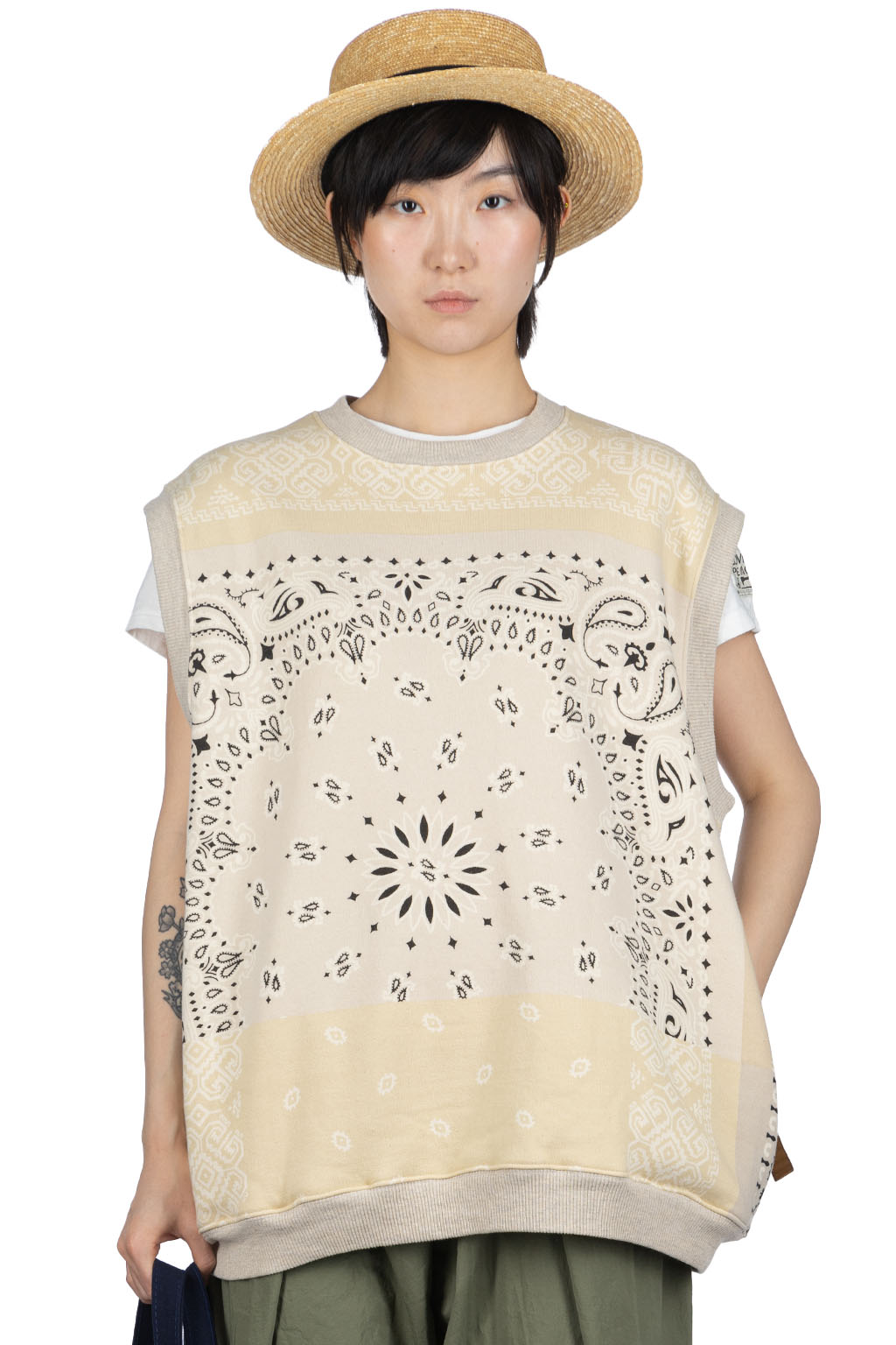 Kapital - 30/-SWT Knit Bandana BIG Vest - Natural 