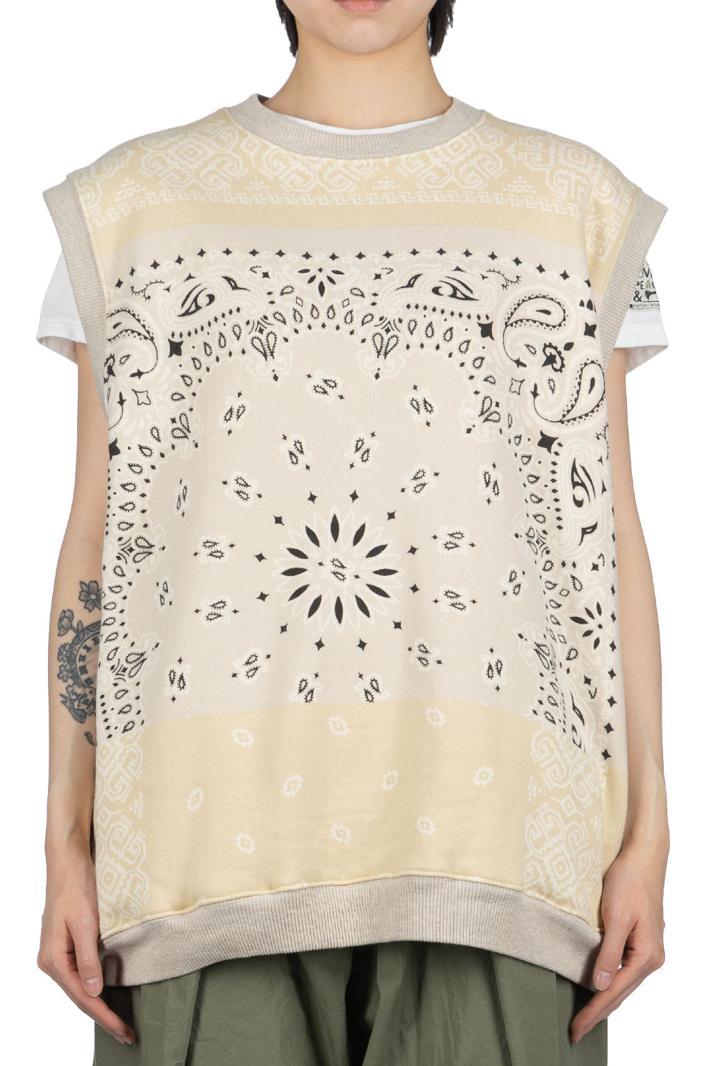 Kapital - 30/-SWT Knit Bandana BIG Vest - Natural 