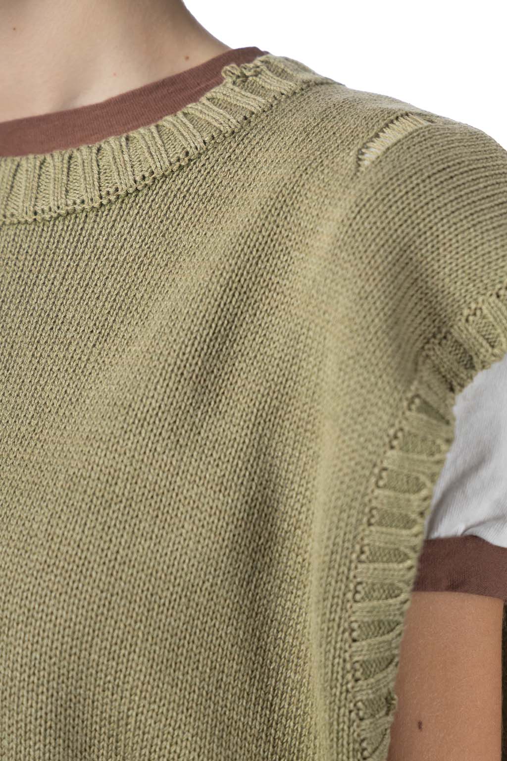 Kapital | 5G Cotton Knit BONE Vest - Khaki | Women | Blue Button Shop
