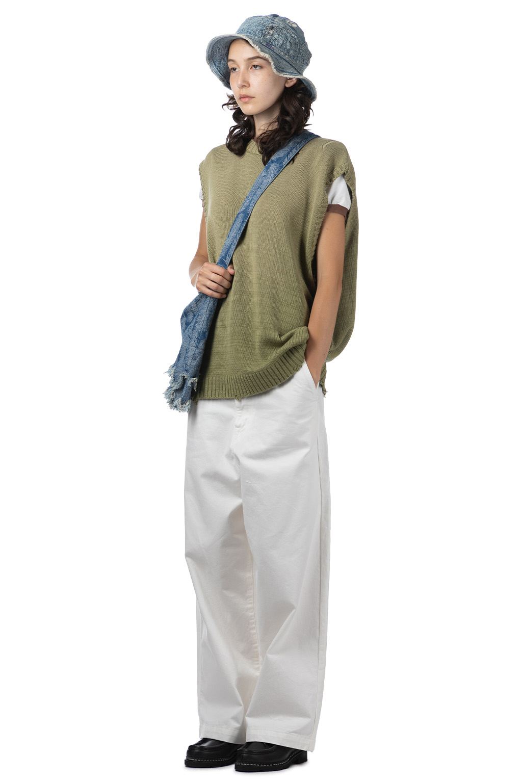 Kapital | 5G Cotton Knit BONE Vest - Khaki | Women | Blue Button Shop