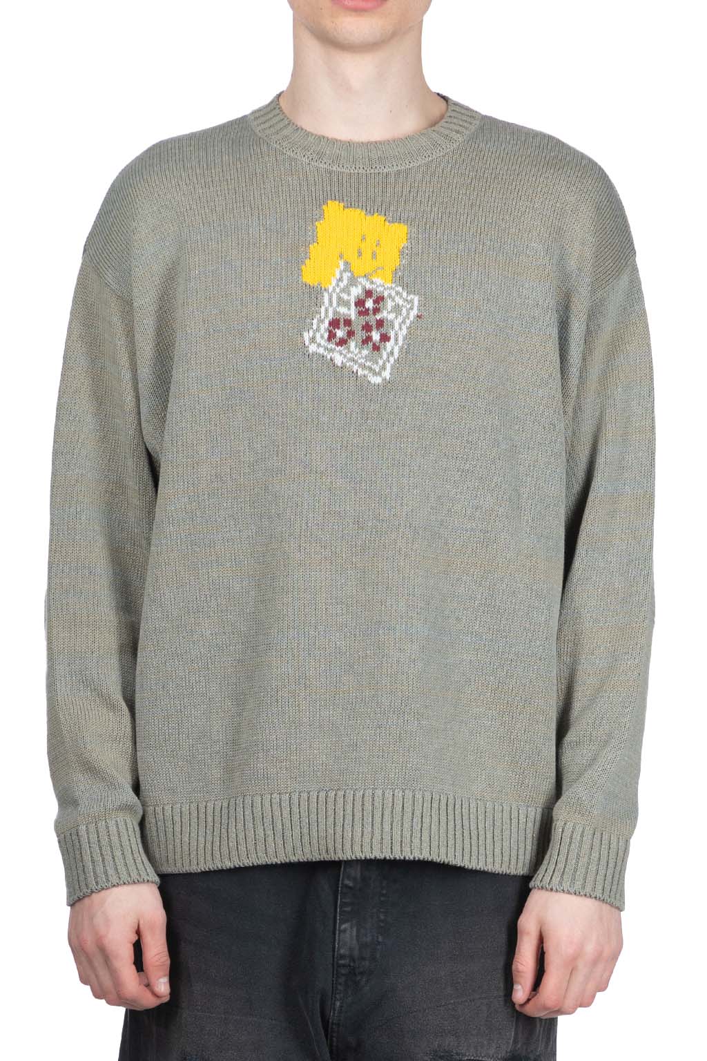 Kapital - 5G Cotton Knit PECKISH RAINBOWY Crew Sweater - Grey