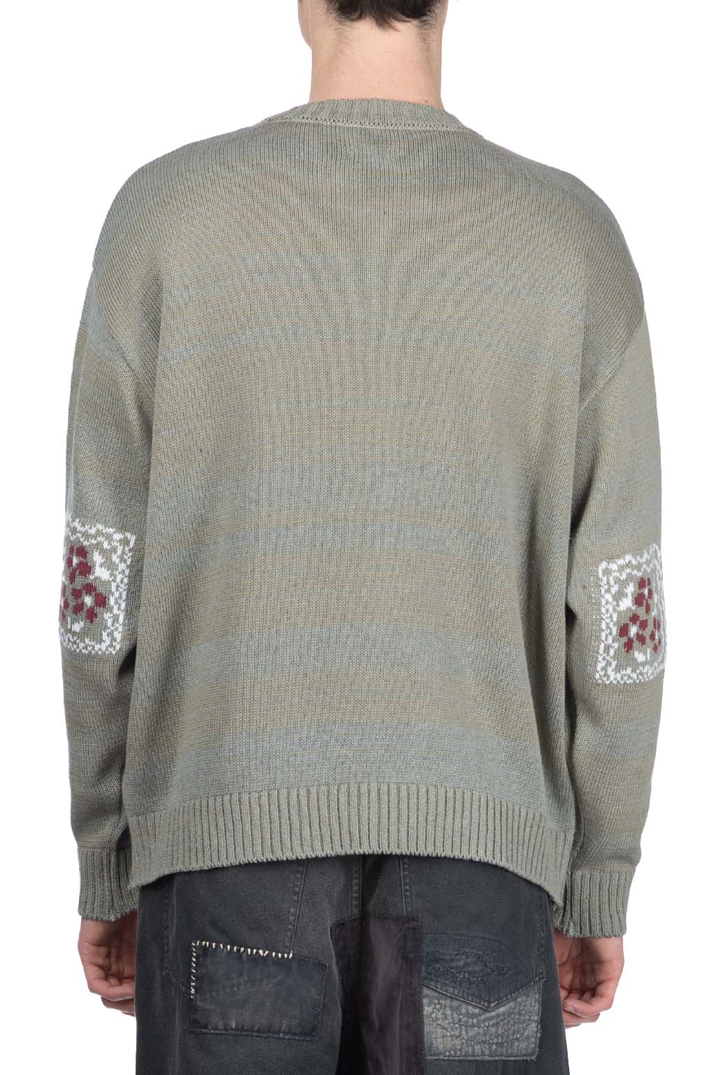 Kapital - 5G Cotton Knit PECKISH RAINBOWY Crew Sweater - Grey