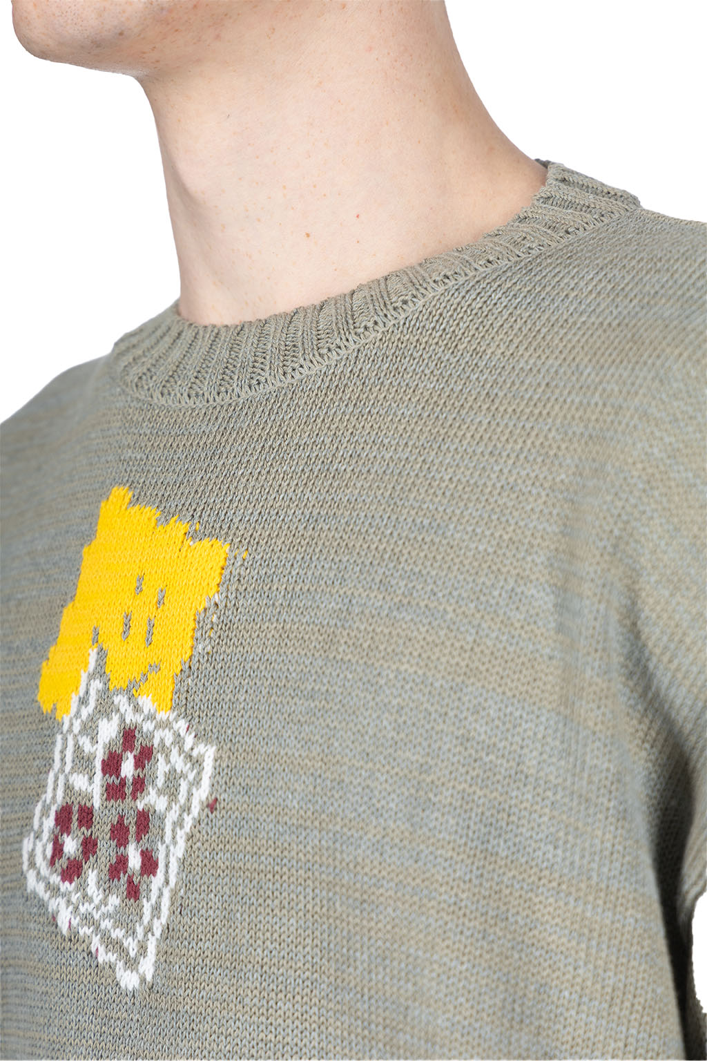 Kapital - 5G Cotton Knit PECKISH RAINBOWY Crew Sweater - Grey