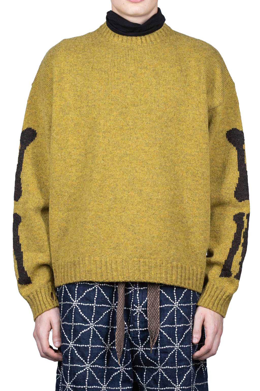 Kapital 5G Wool BONE Crew Sweater - Mustard