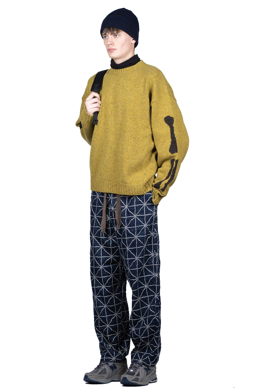 Kapital 5G Wool BONE Crew Sweater - Mustard