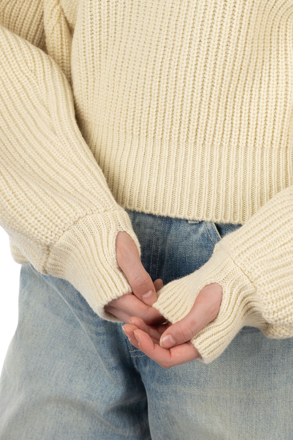 Kapital - 5G Wool Cable Knit BERGE Sleeve Sweater - Natural