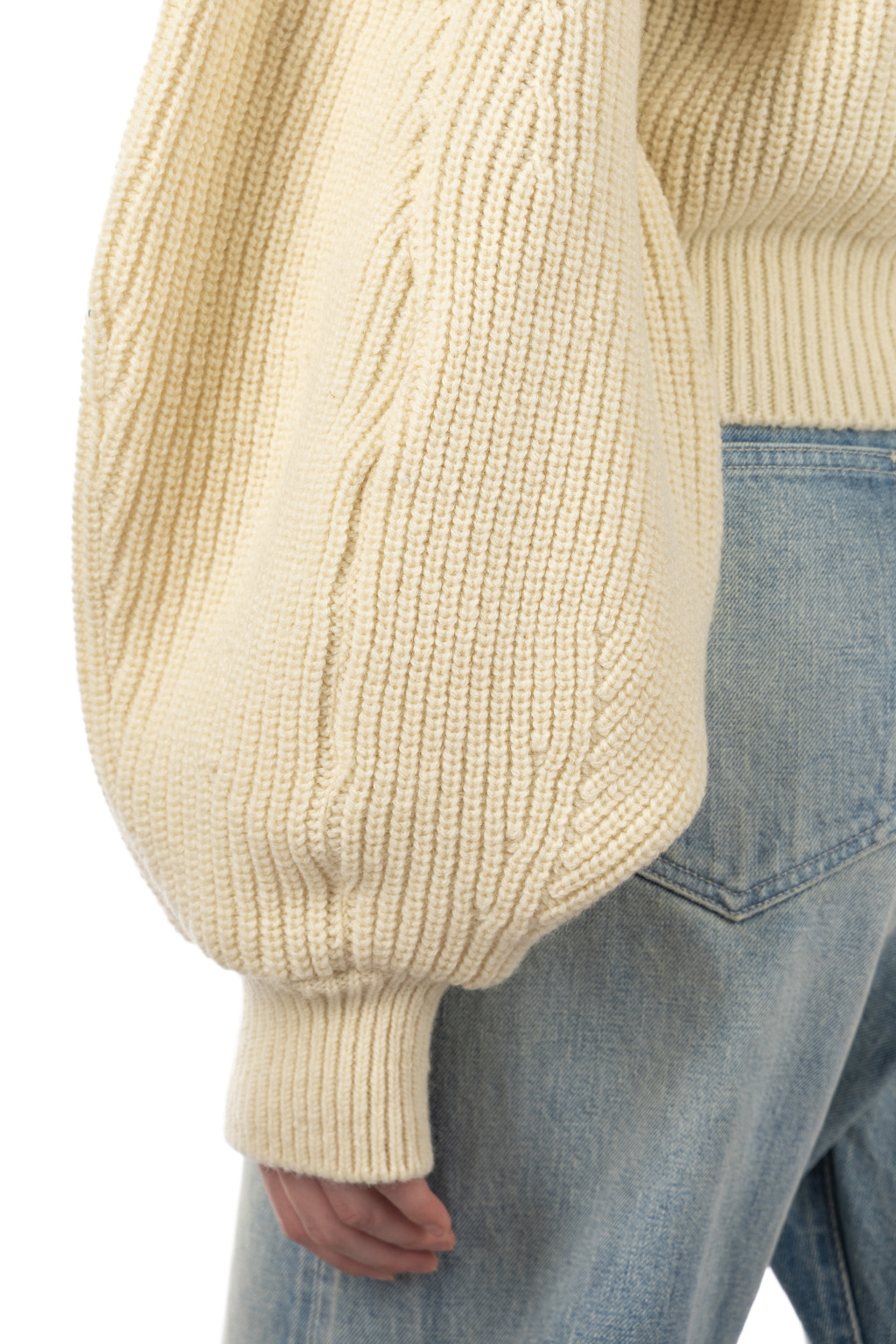 Kapital - 5G Wool Cable Knit BERGE Sleeve Sweater - Natural