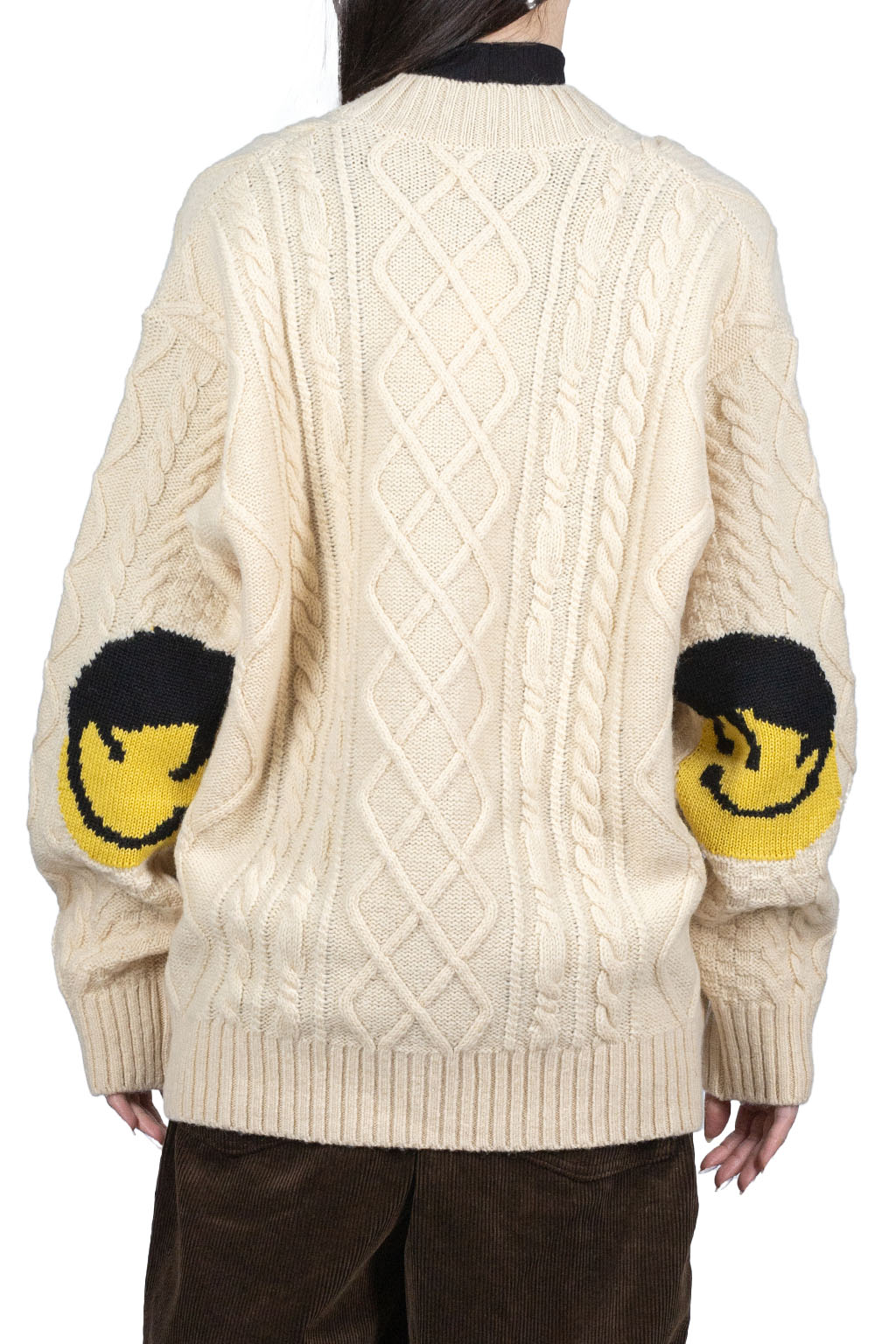 Kapital 5G Wool Cable Knit Elbow-CAPITAL Cardigan - Natural