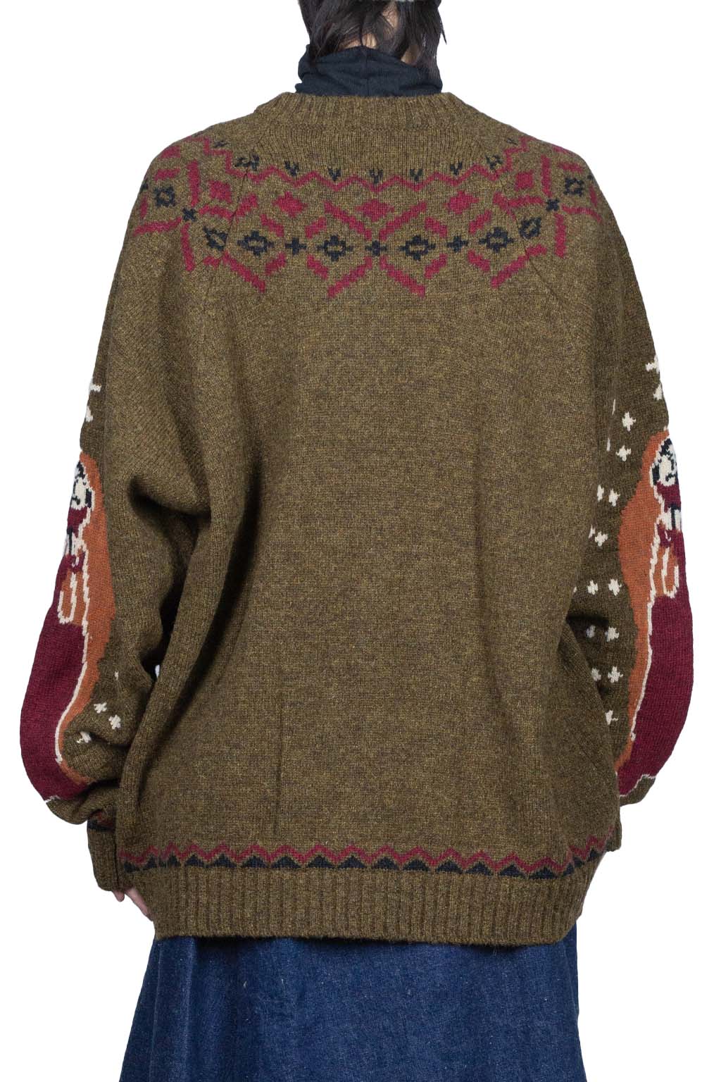 Kapital 5G Wool Elbow VIRGIN MARY Nordic Sweater - Khaki