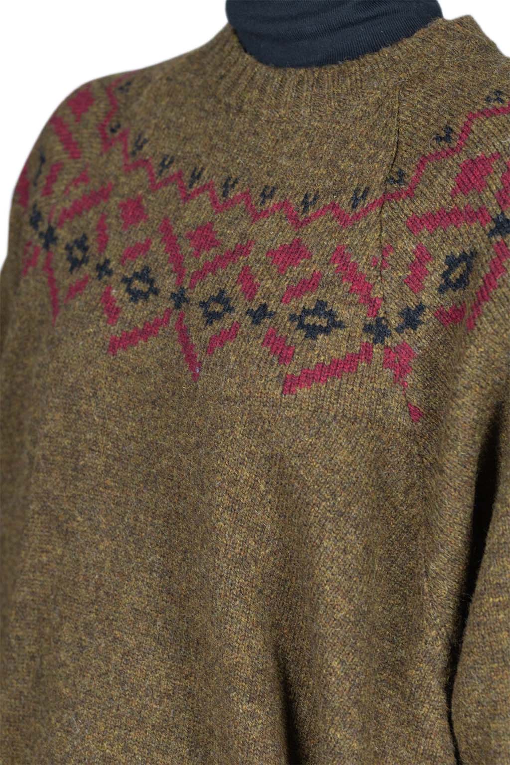 Kapital 5G Wool Elbow VIRGIN MARY Nordic Sweater - Khaki