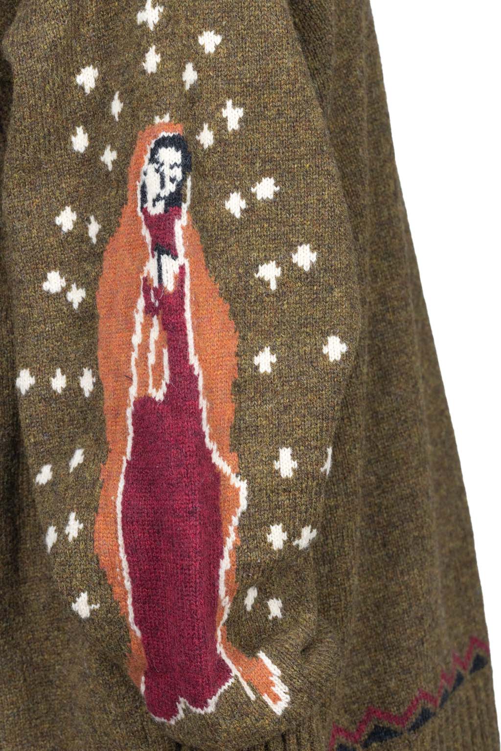 Kapital 5G Wool Elbow VIRGIN MARY Nordic Sweater - Khaki