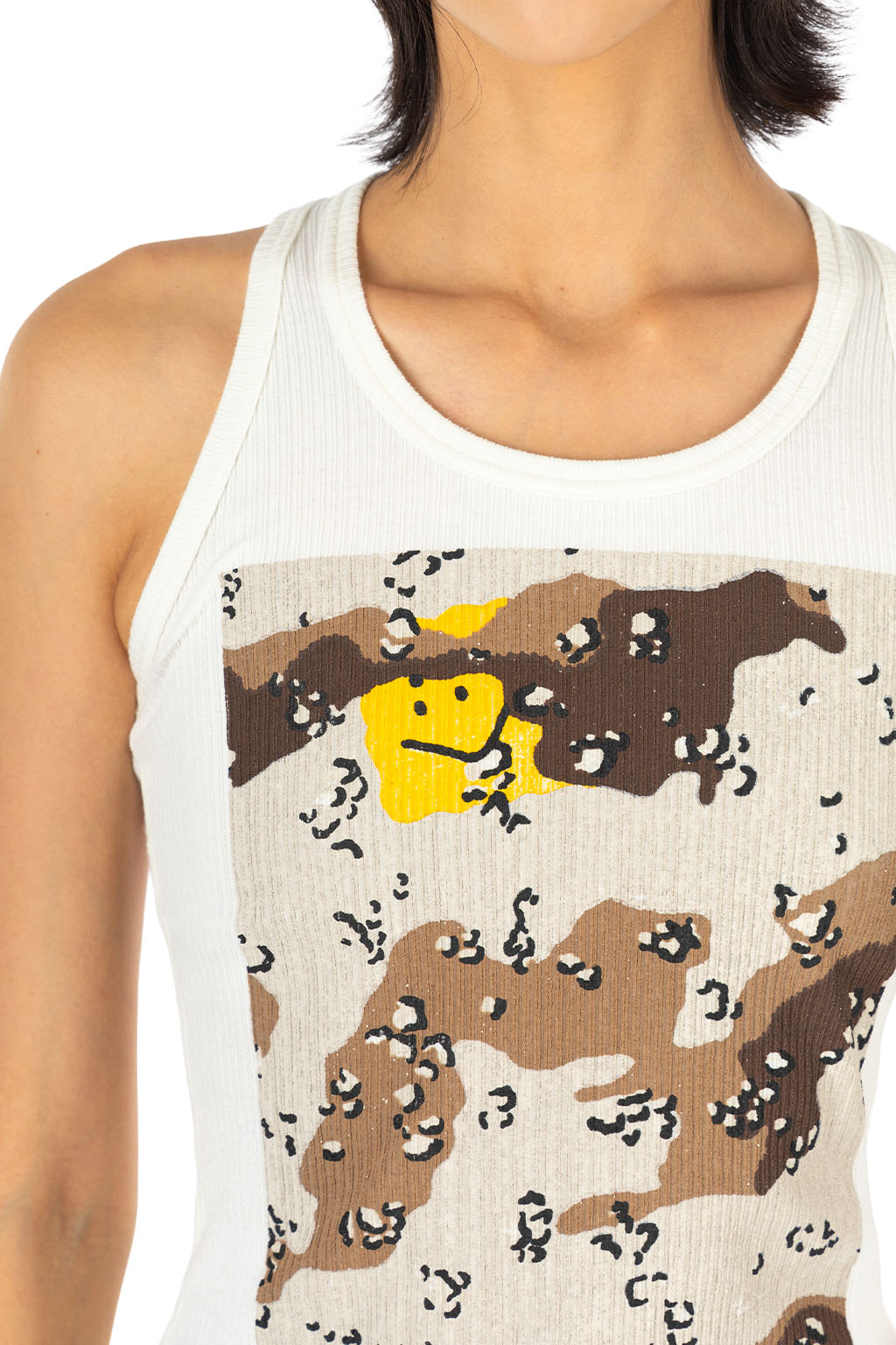 Kapital - 60/2 Stretch Jersey Tank Top (PECKISH CHOCO CHIP) - White