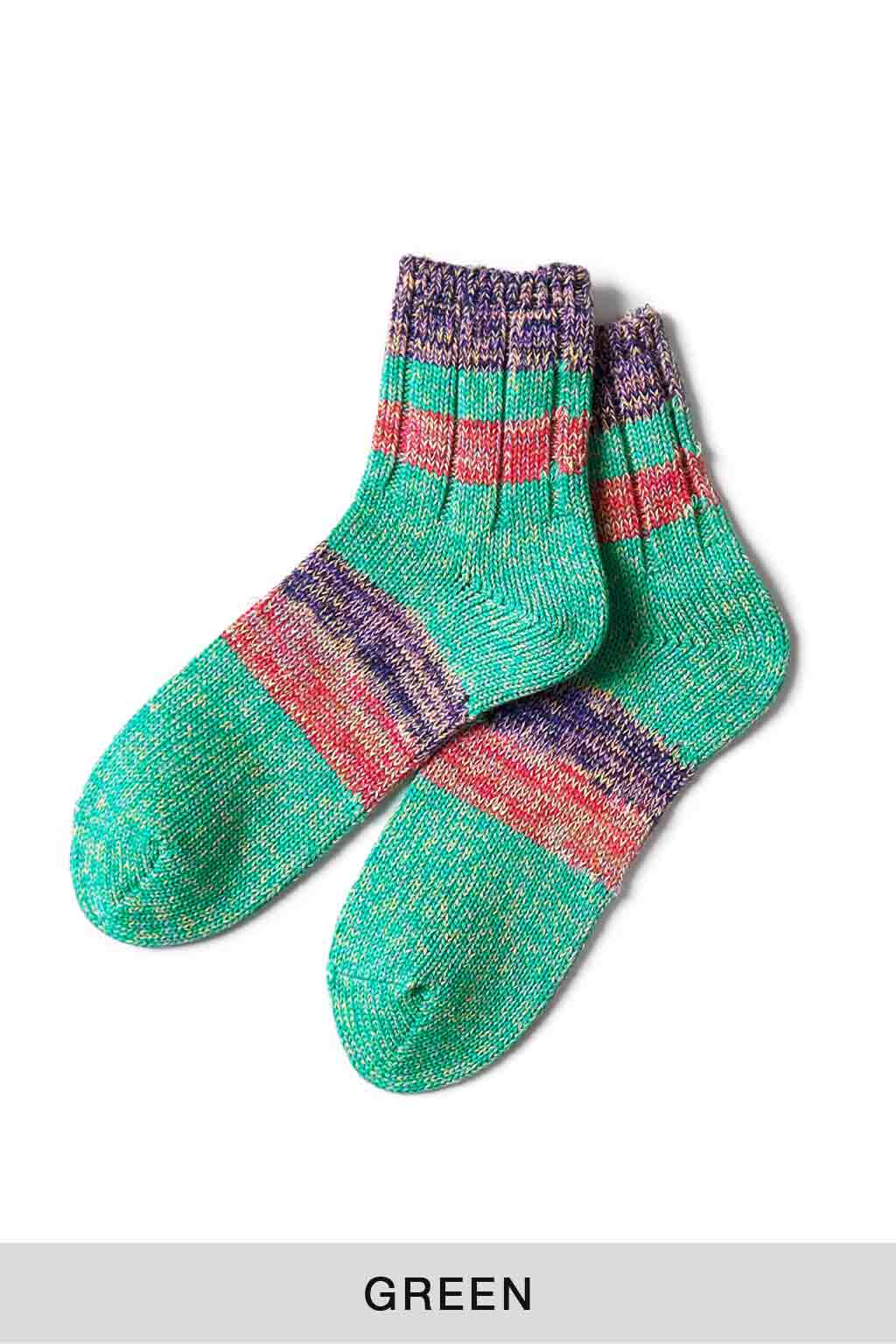 Kapital - 60 Yarns Cotton Rib Stripe Socks in 4 Color Choices