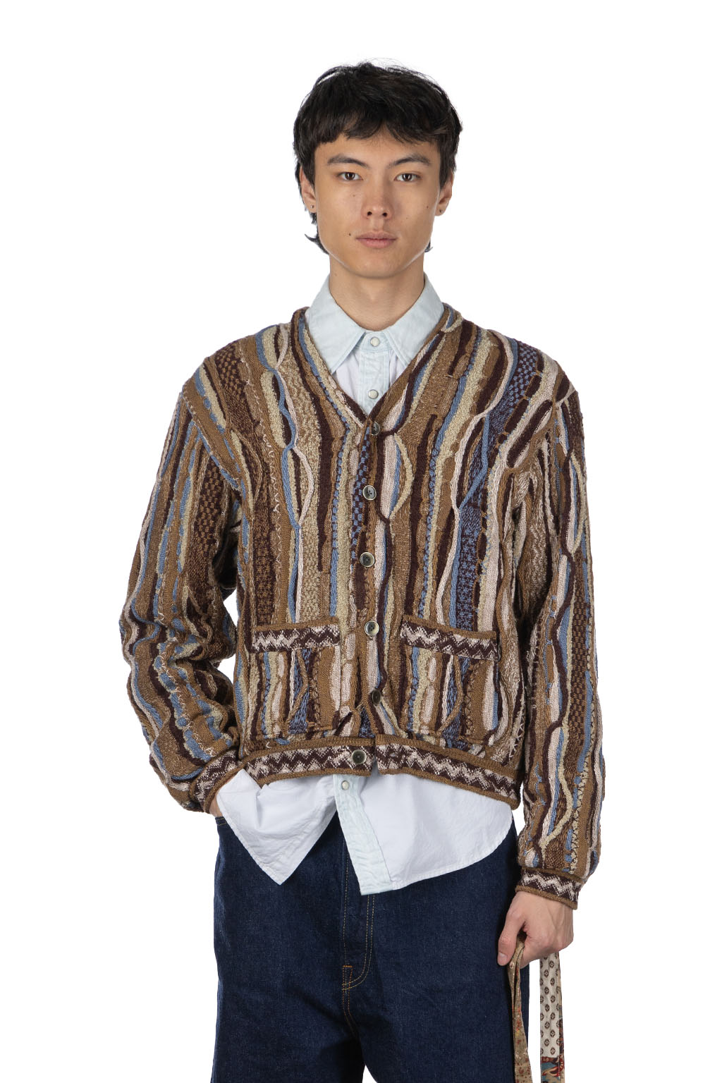 Kapital - 7G Knit Gaudy Short Cardigan-Golden Brown