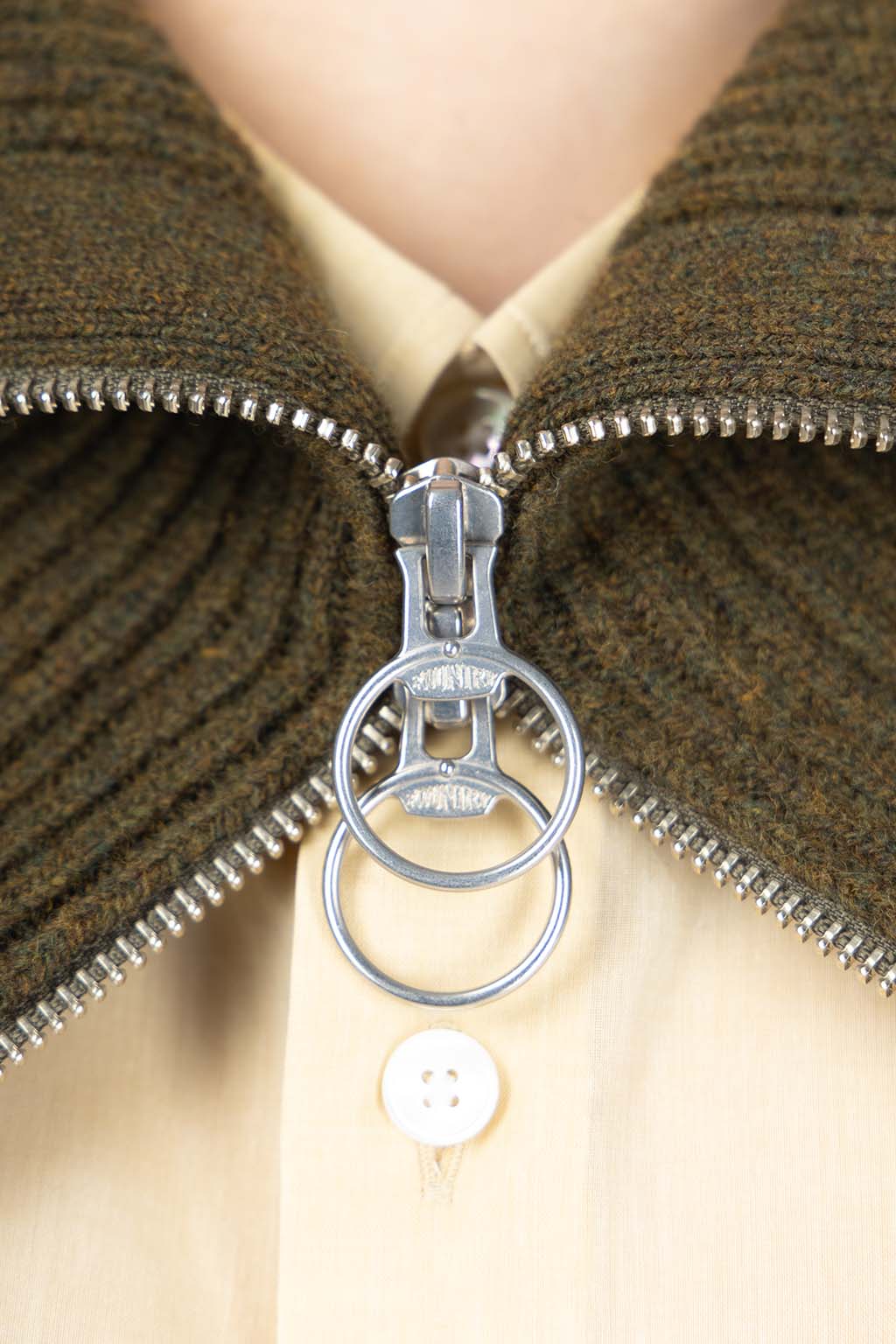 KAPITAL 燕 スヌード Kapital | 7G Rib Knit ZIP UP Cape - Khaki | Women | Blue